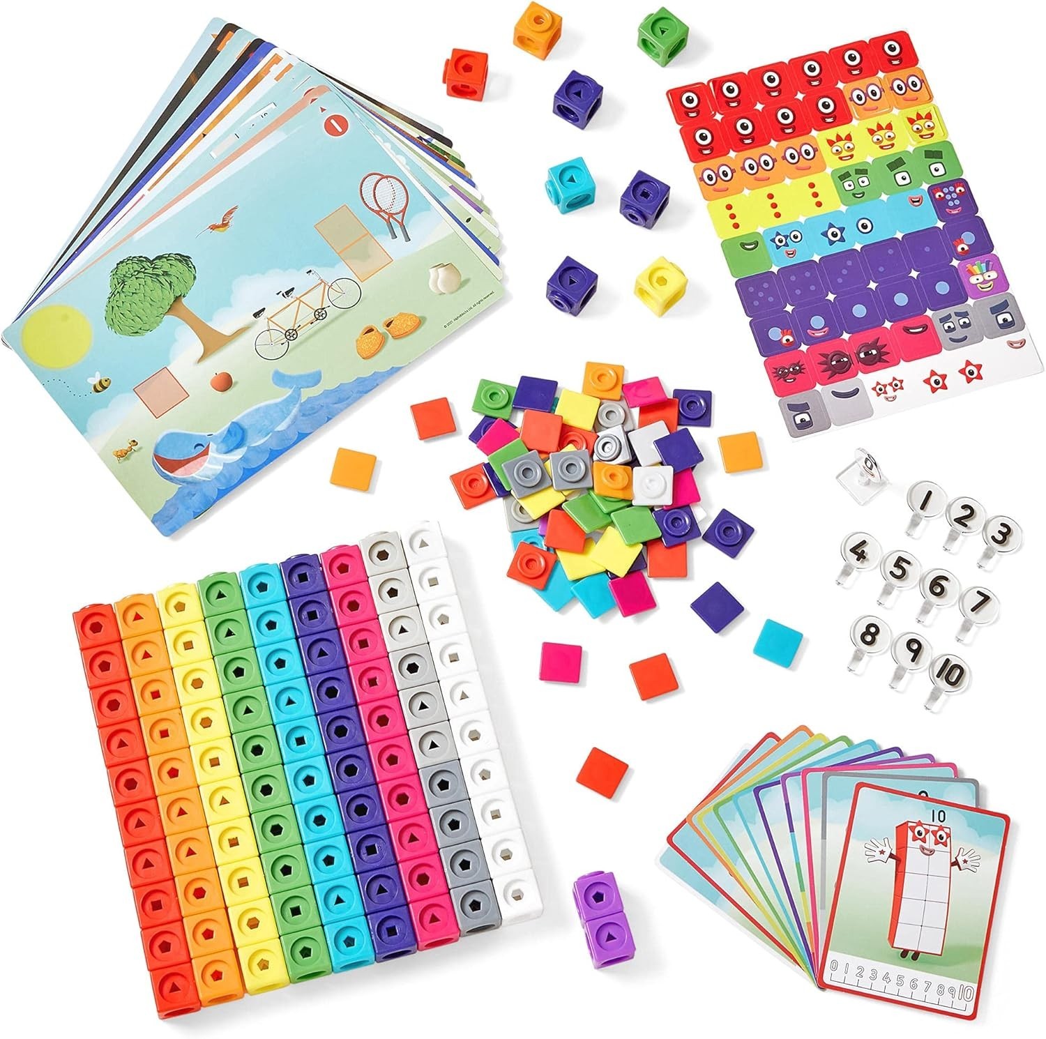 MathLink Cubes Numberblocks 1-10 Activity Set, 30 Preschool Learning Activiti…