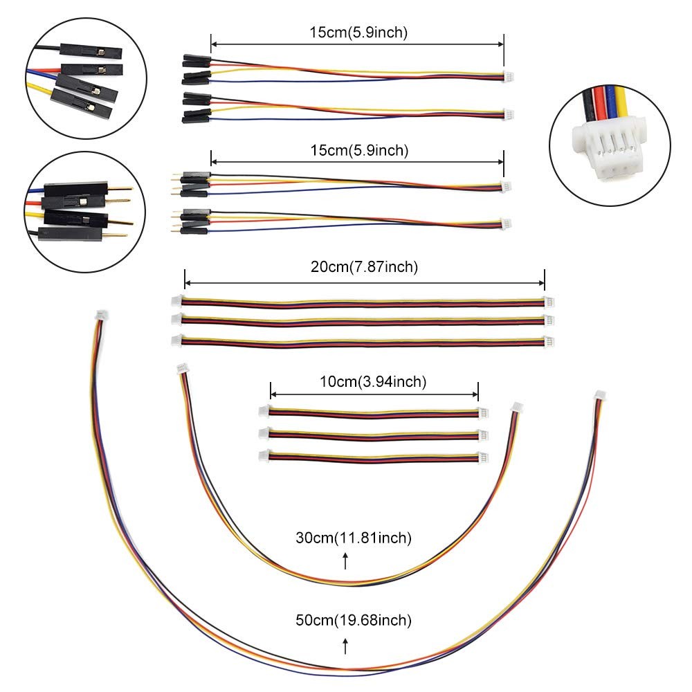 I2C Qwiic Cable Kit Stemma QT Wire for SparkFun red, black, blue, yellow