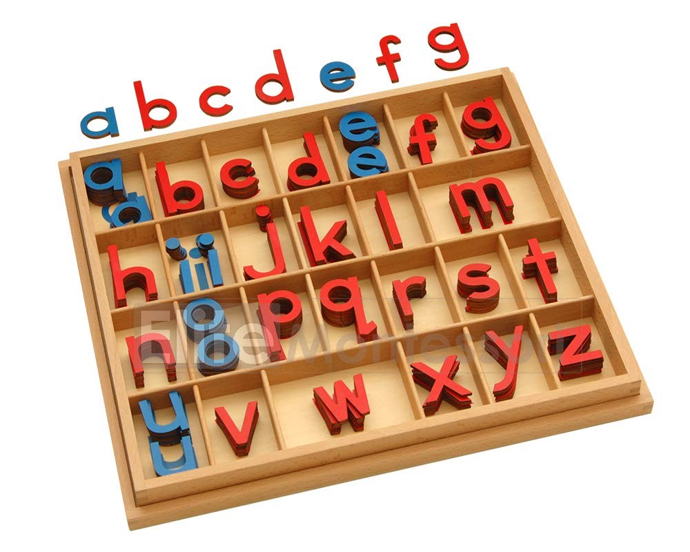 Wooden Movable Alphabet with Box Preschool Spelling Learning Materials (Red &…