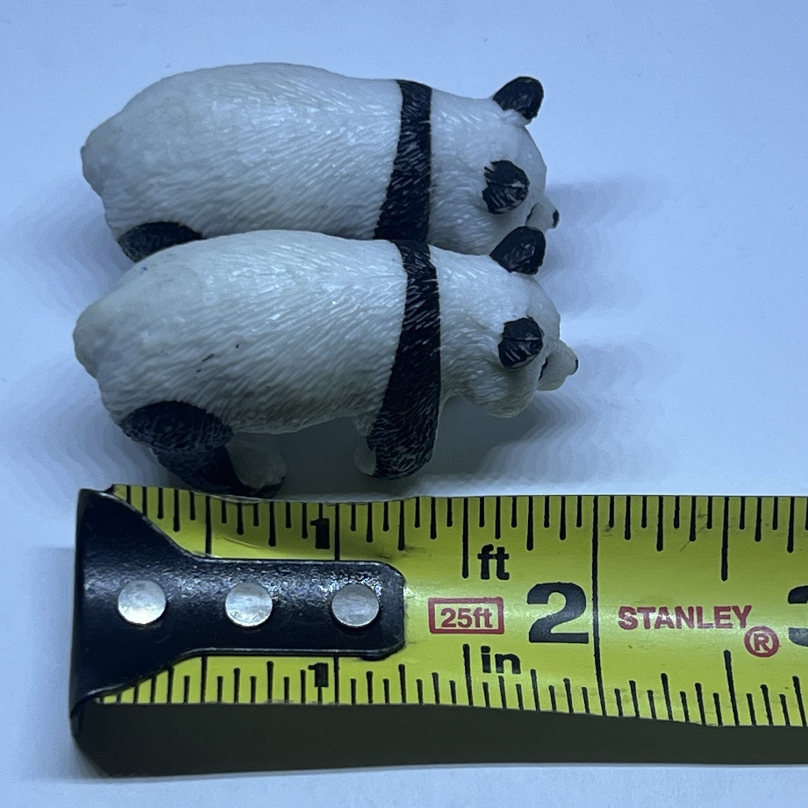 Vintage AAA Rubber Panda Bear Cubs 2″ Figurines Figures Set of 2 Toy Animals S2
