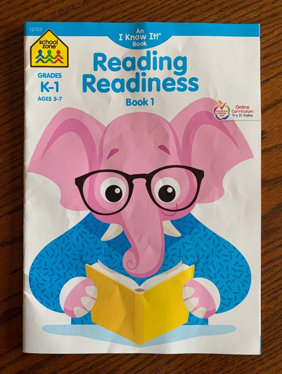 SCHOOL ZONE Reading Readiness Workbook **GRADES K-1 AGES 5-7***New/Free Ship