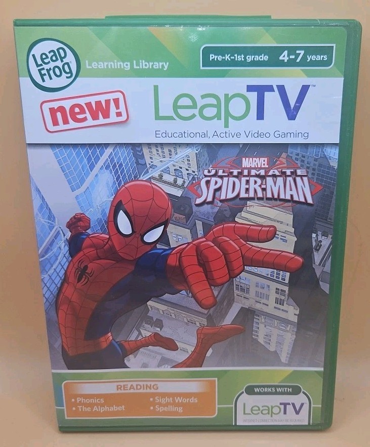 LeapTV Marvel Ultimate Spiderman Leap Frog TV Educational Video Game Complete