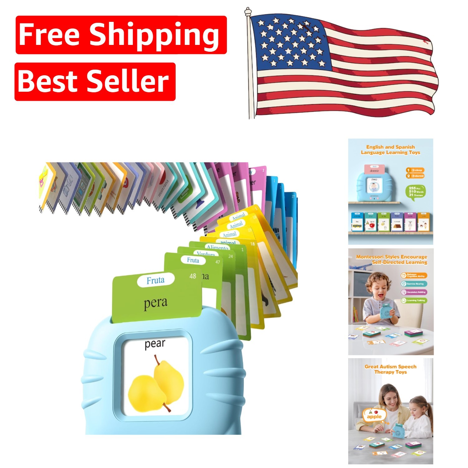 Engaging Bilingual Flash Cards in English & Spanish – 510 Words for Toddlers 2+