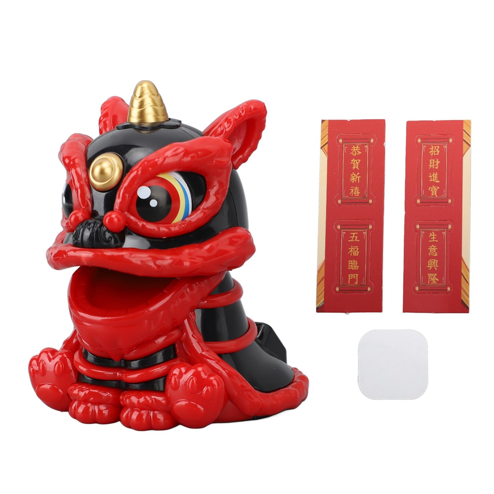 Jerliflyer Solar Powered Dancing Lion Ornament,Chinese New Year Small, Black