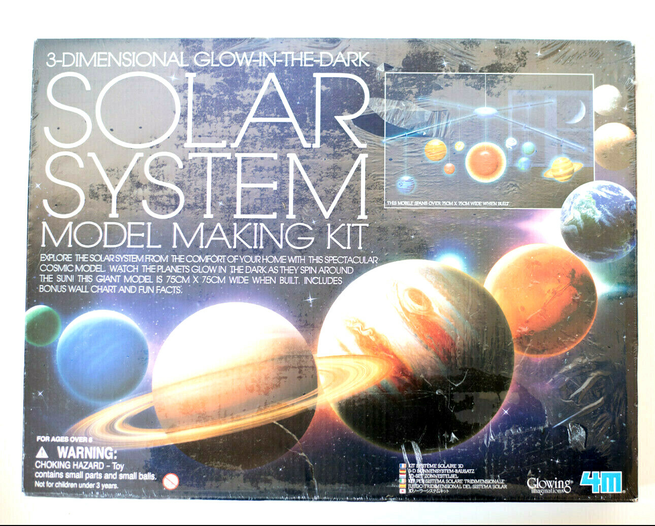 4M 3D Glow in the Dark Solar System Mobile Model Making Kit Planets Space New