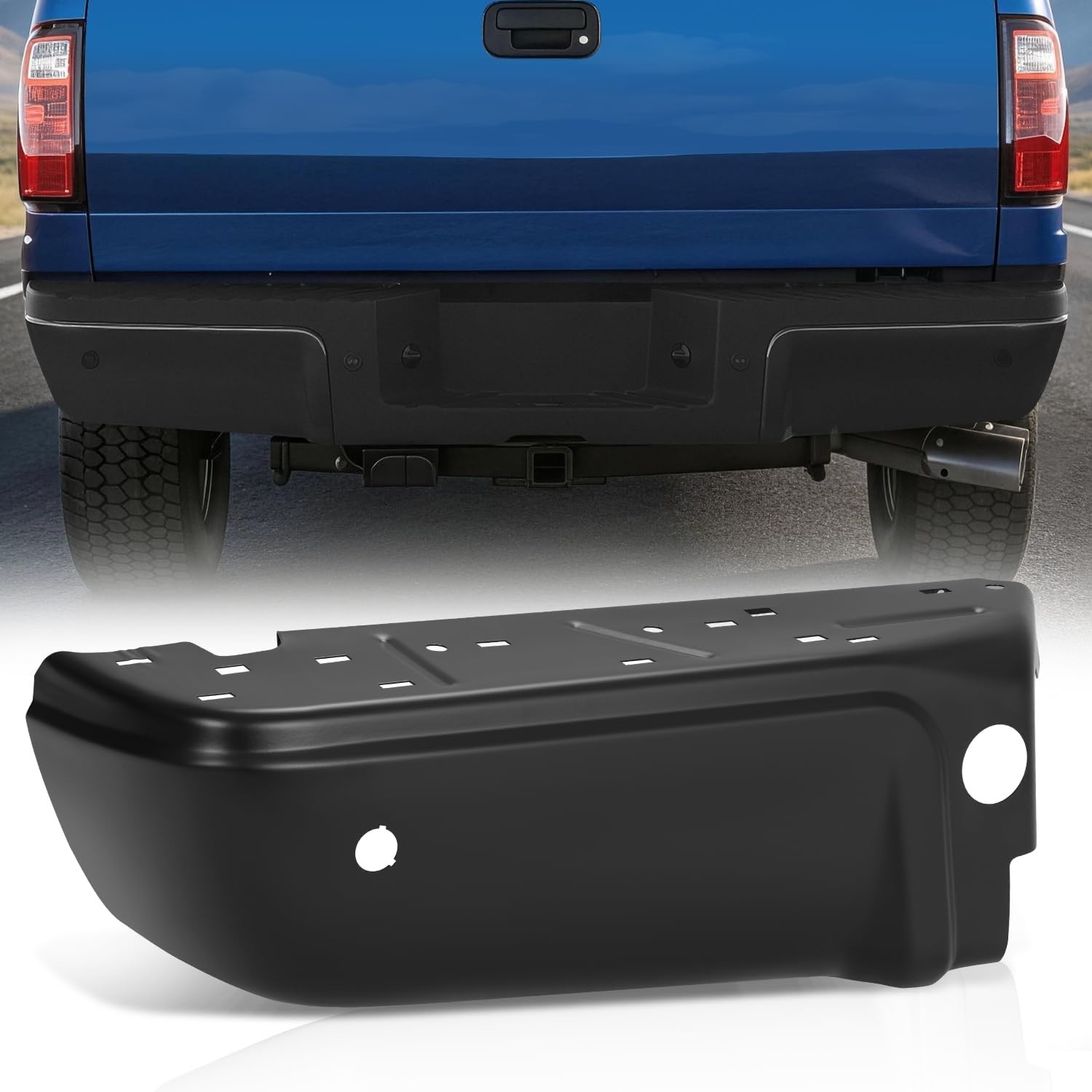 08-16 Ford F250 F350 F450 Rear Driver Bumper End Park Assist Hole Black Primer