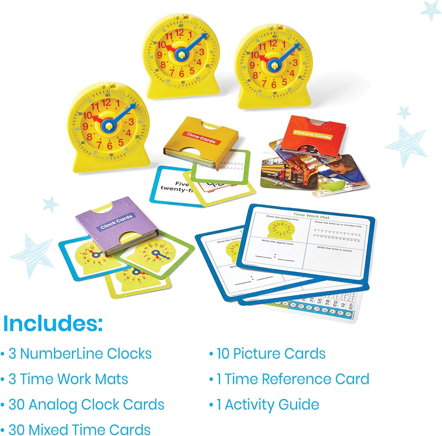 Telling Time Basics Center Kit – Learn to Tell Time Activity Set with Analog Cla