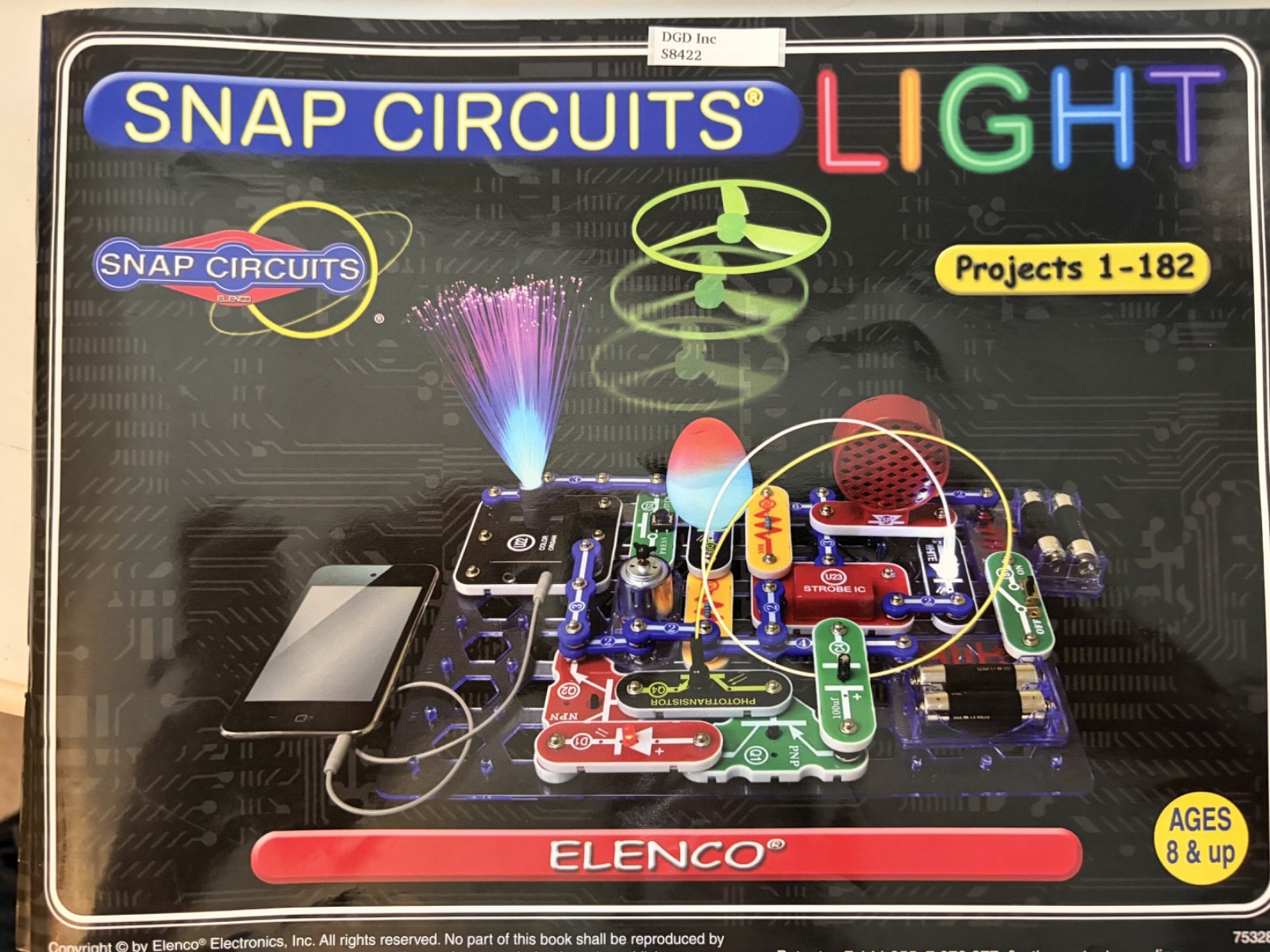 Elenco Snap Circuit Light Projects 1-182 9 Boards 2 Books Over 250 Pieces S8422