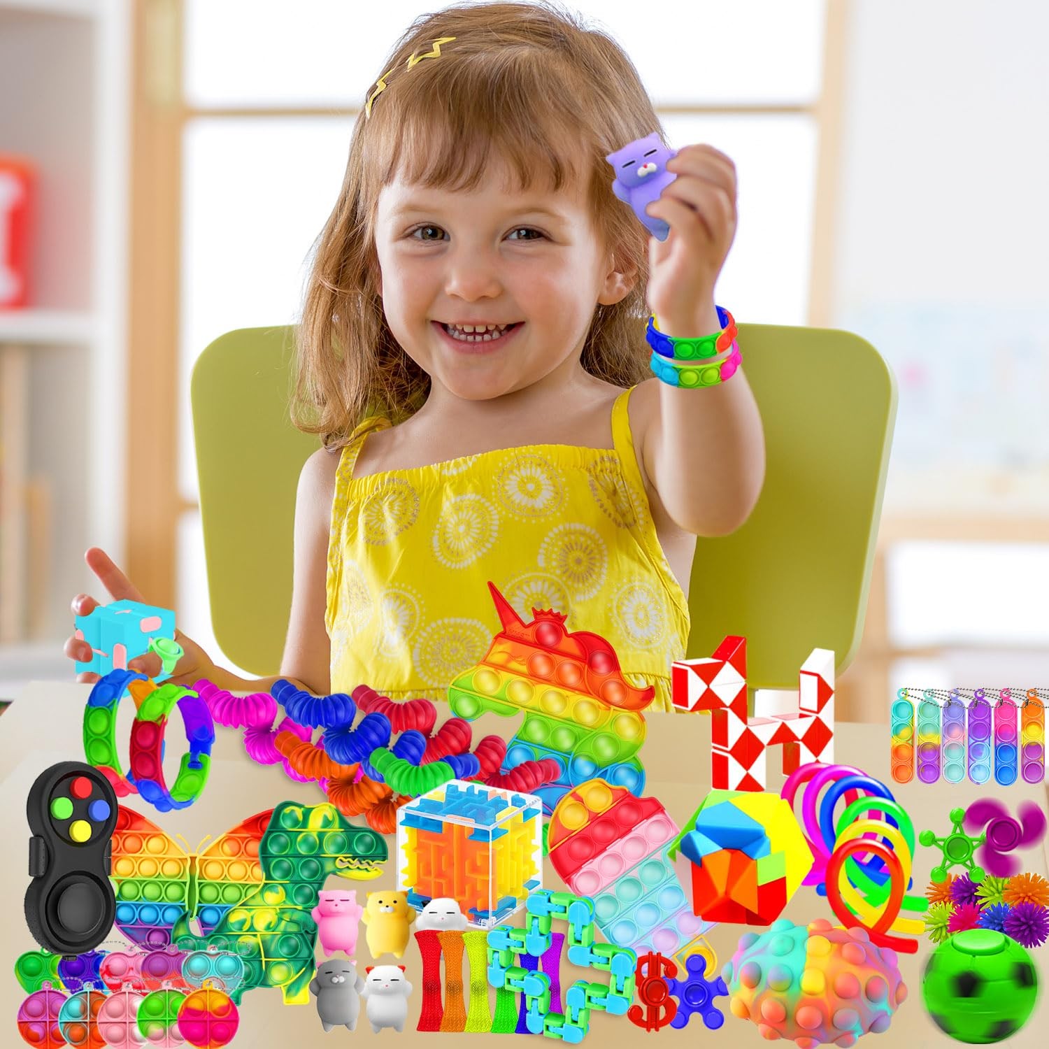 Fidget Toys, 120 Pack Party Favors for Kids 8-12 4-8, Medium, 120