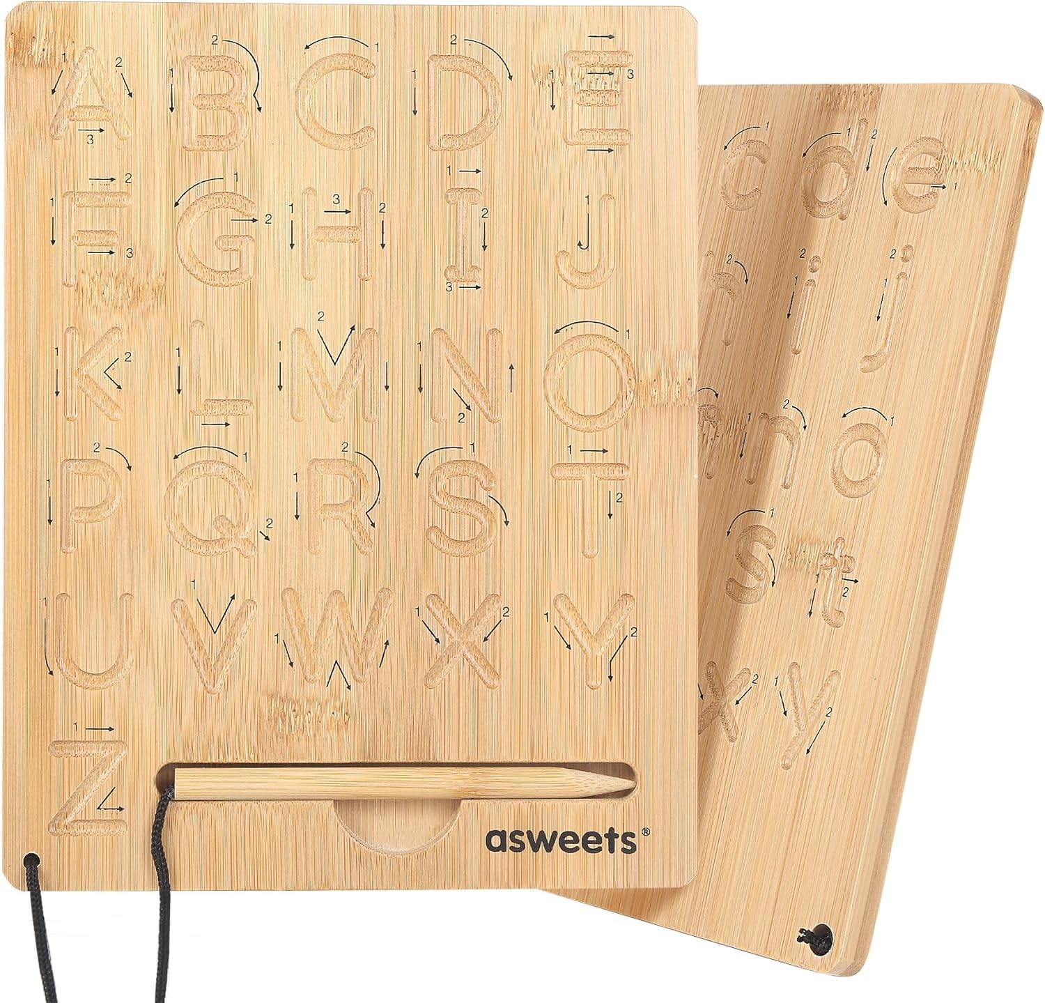 Asweets Montessori Wooden Alphabet Tracing 9»x7»(1 piece), Wood Color