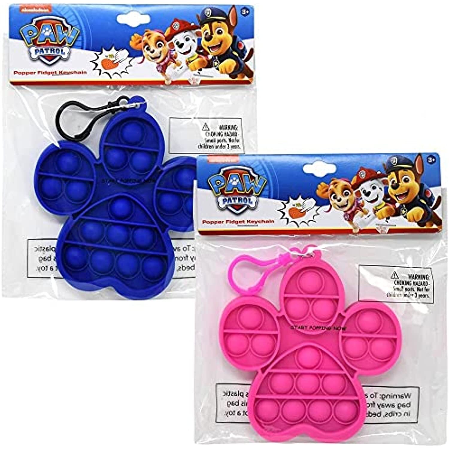 Paw Patrol Paw Shaped Fidget Pop Keychain 2-Pack