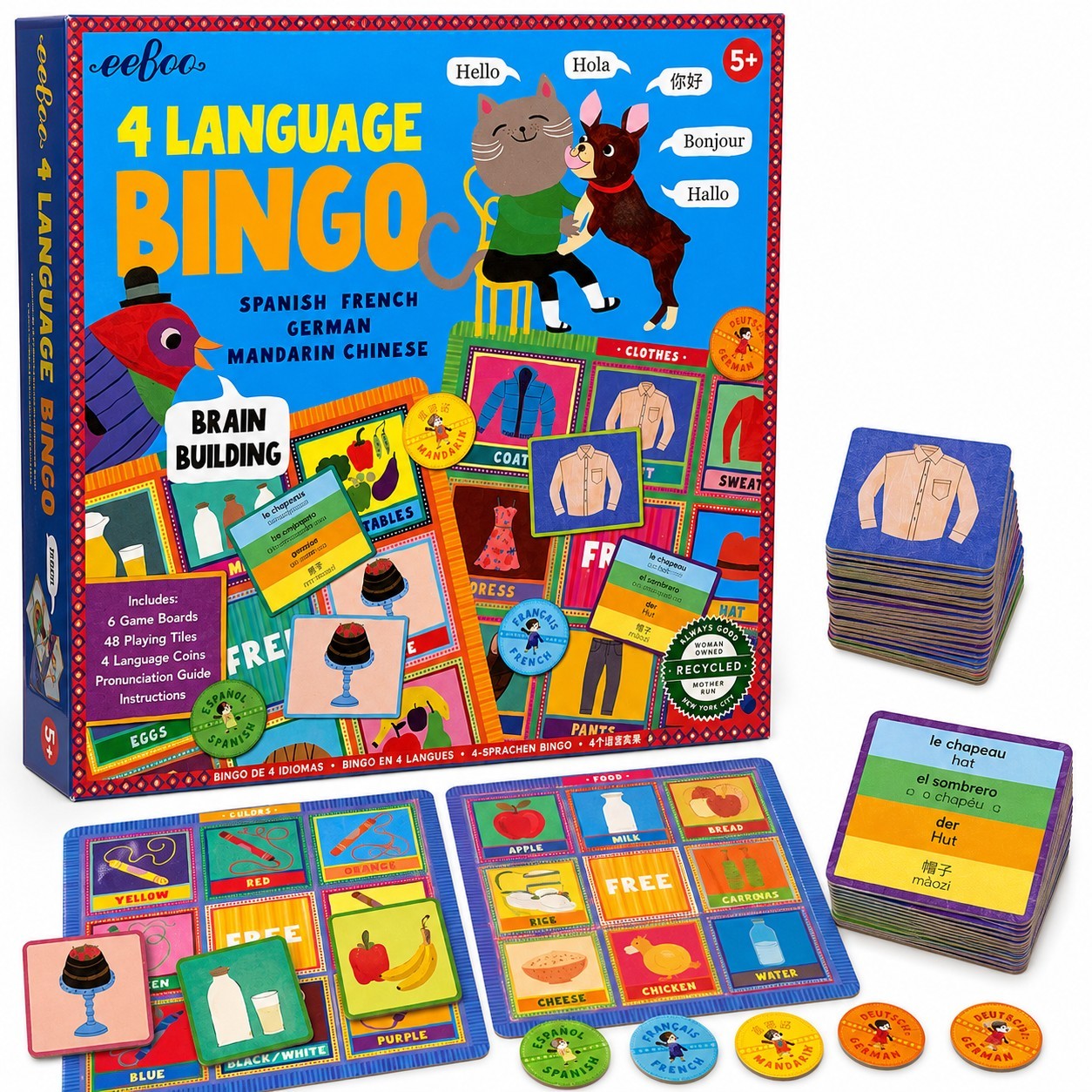 4 Language Bingo Game for Kids Educational Learning Toy