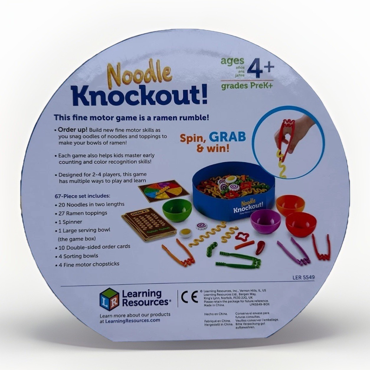 67 Pcs Learning Resources Noodle Knockout! Ramen Rumble Fine Motor Game for Kids