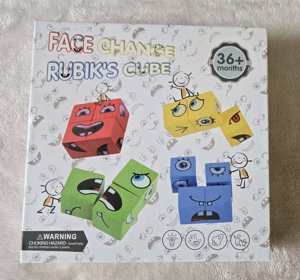 Face Change Rubik’s Cube Toy Wooden Block Kids 36+ Mo Learning Game EUC 3 Year+