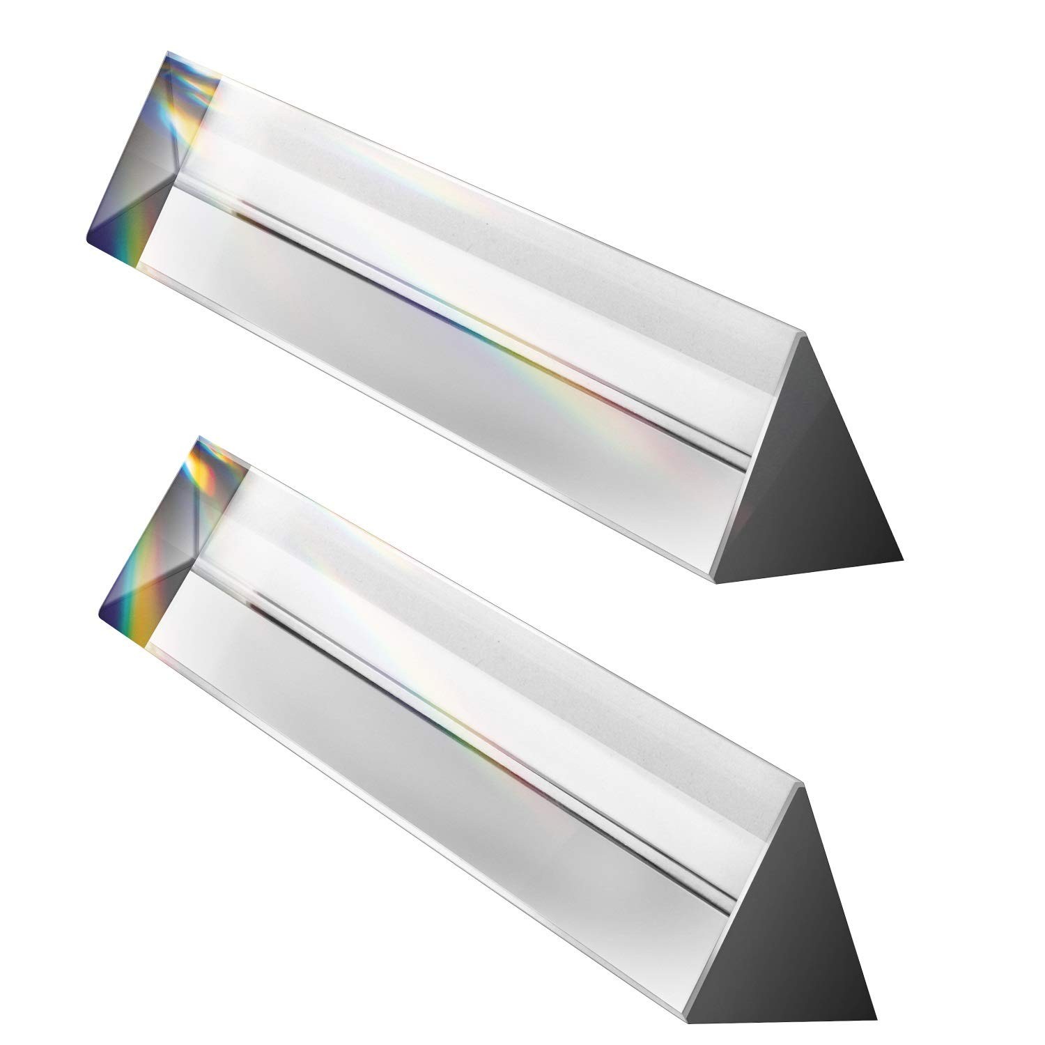 2 Pack 6-inch Crystal Optical Glass Triangular Prism for Photography, , Scien…