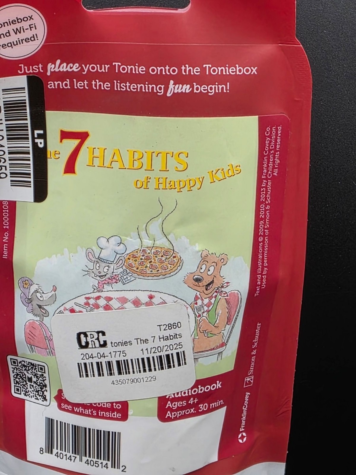 Tonies Audiobook «The 7 Habits Of Happy Kids» Ages 4+ Audio Figure For Toniebox