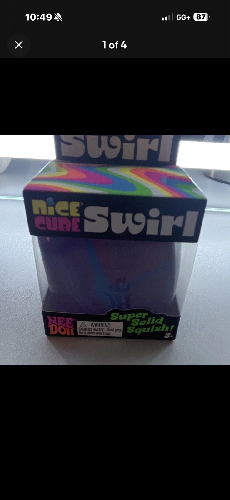 Nee Doh Nice Cube Swirl Super Solid Squish Squeeze Toy Red Age 3+