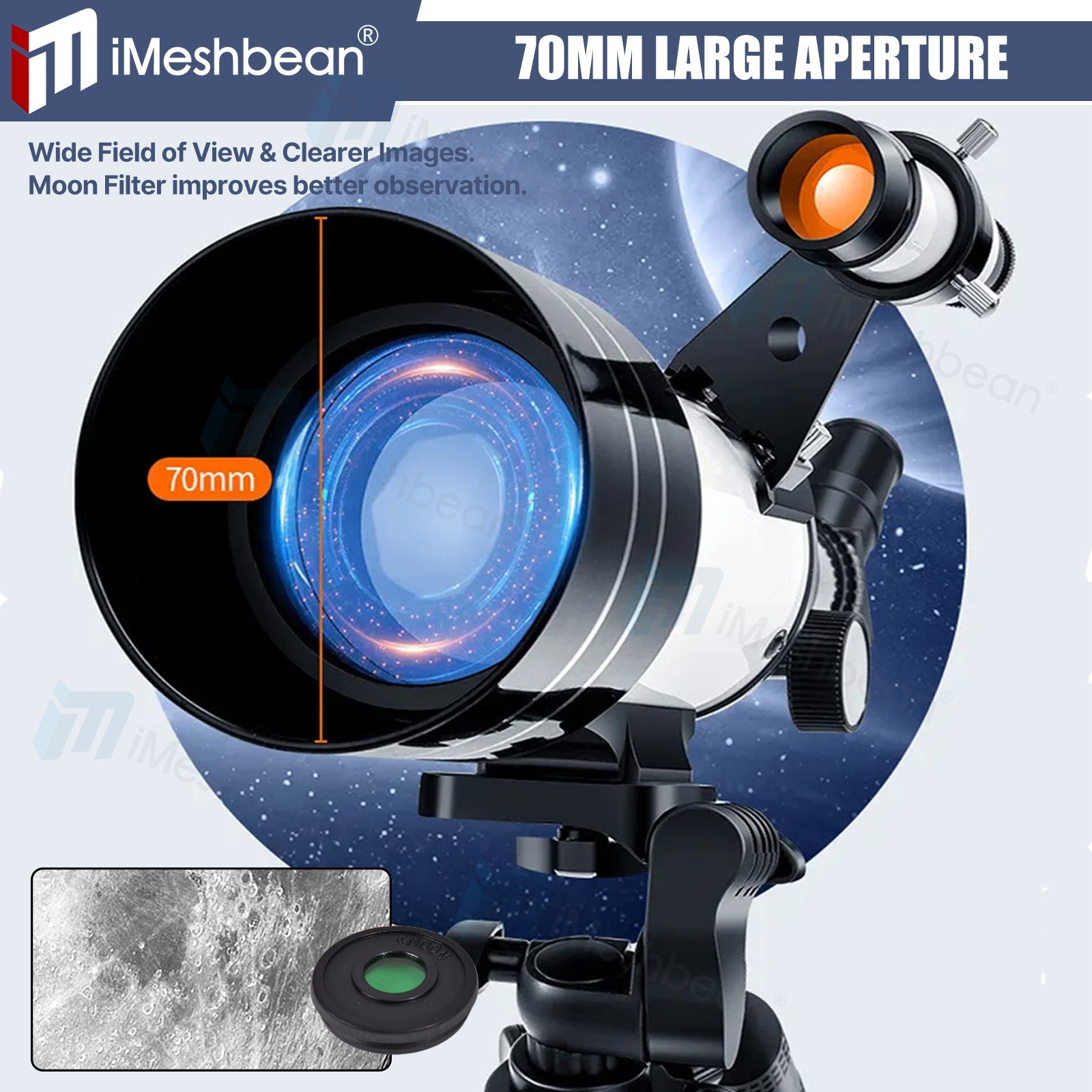 300mm Astronomical Telescope 150X with Phone Adapter Barlow Lens for Kids Gift