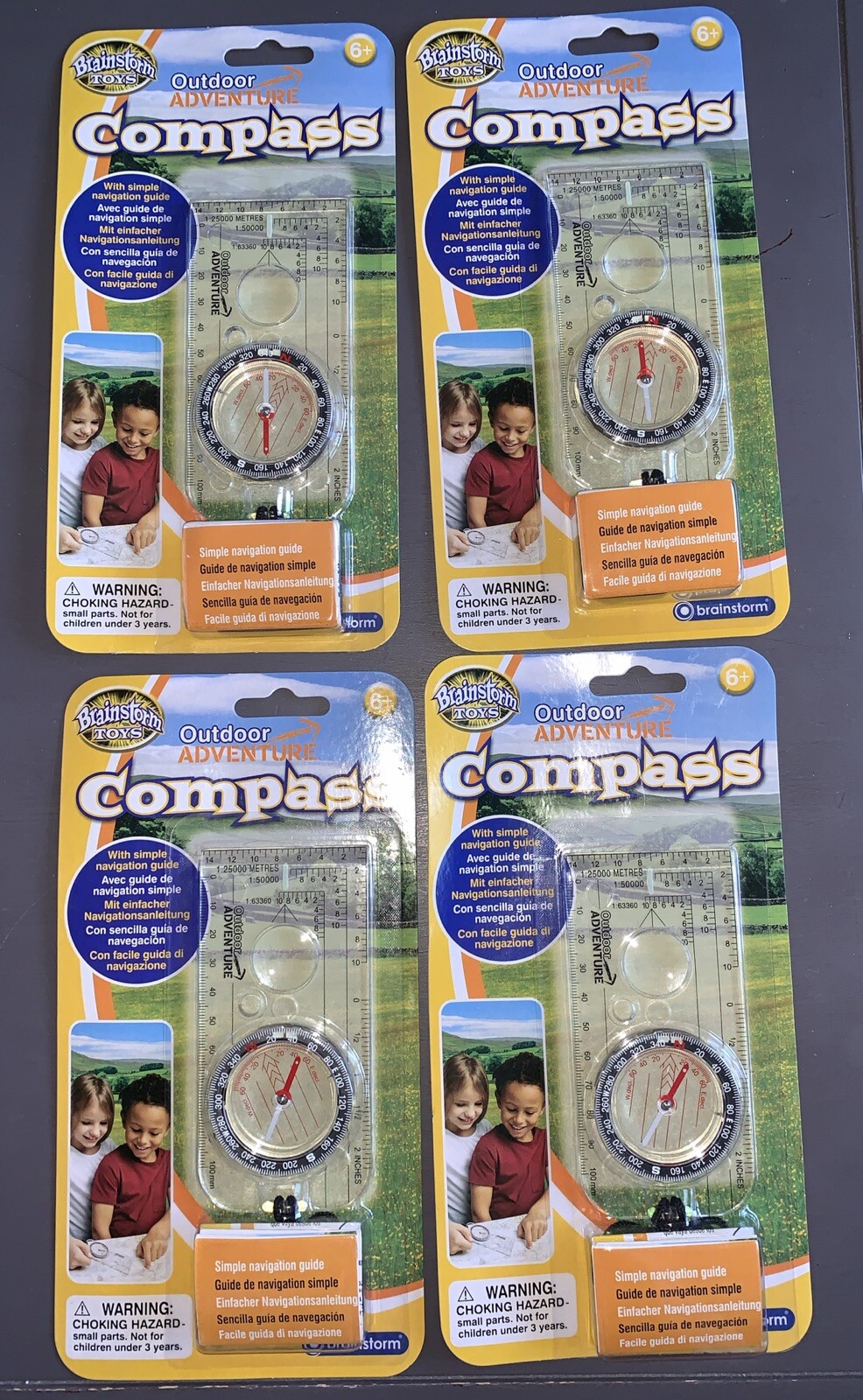 Brainstorm Outdoor Adventure Compass – Kid’s Orienteering with Lanyard 4 New Set