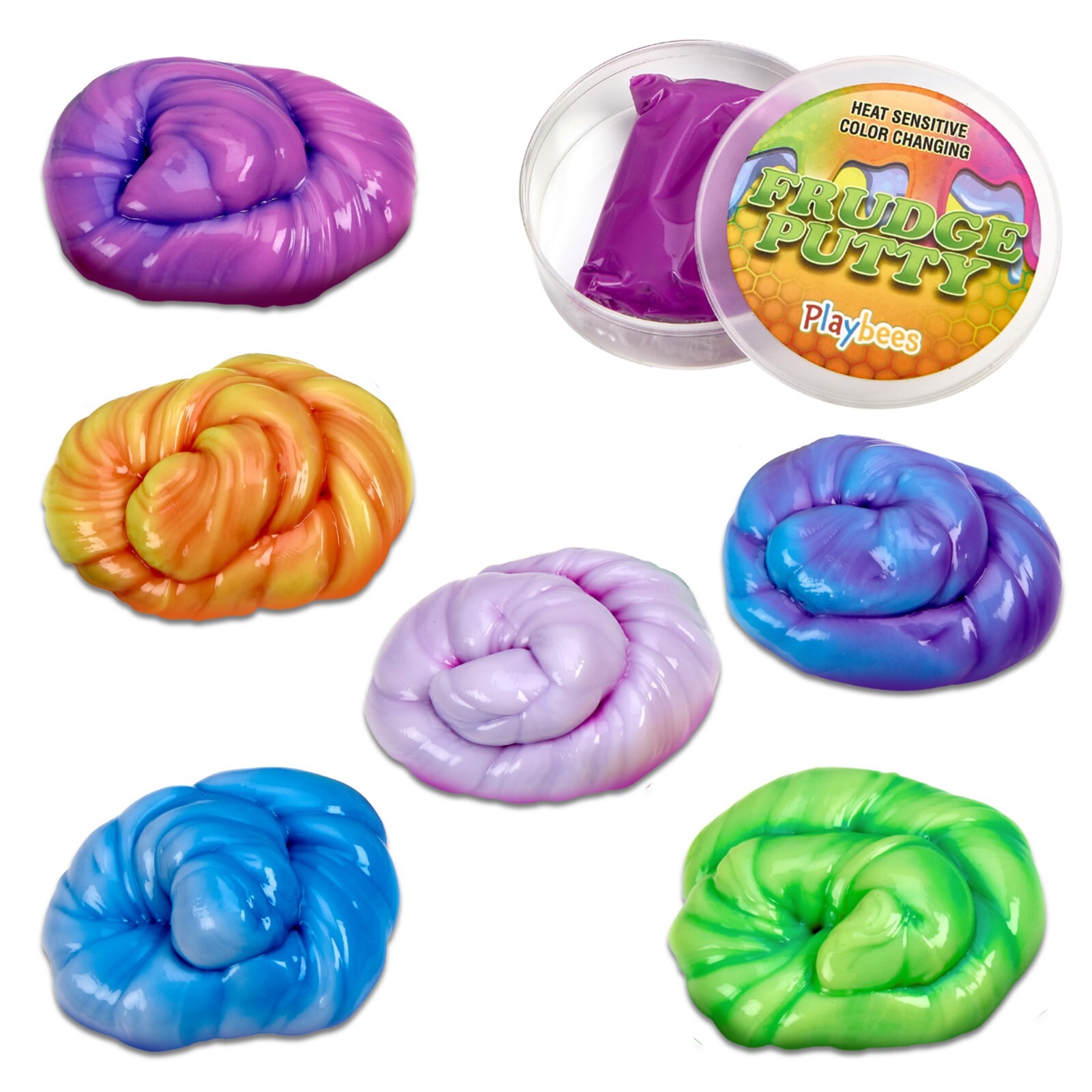 Frudge Putty – 6 Pack – Heat Sensitive – Color Changing 0.5 Oz Mini Slime Putty