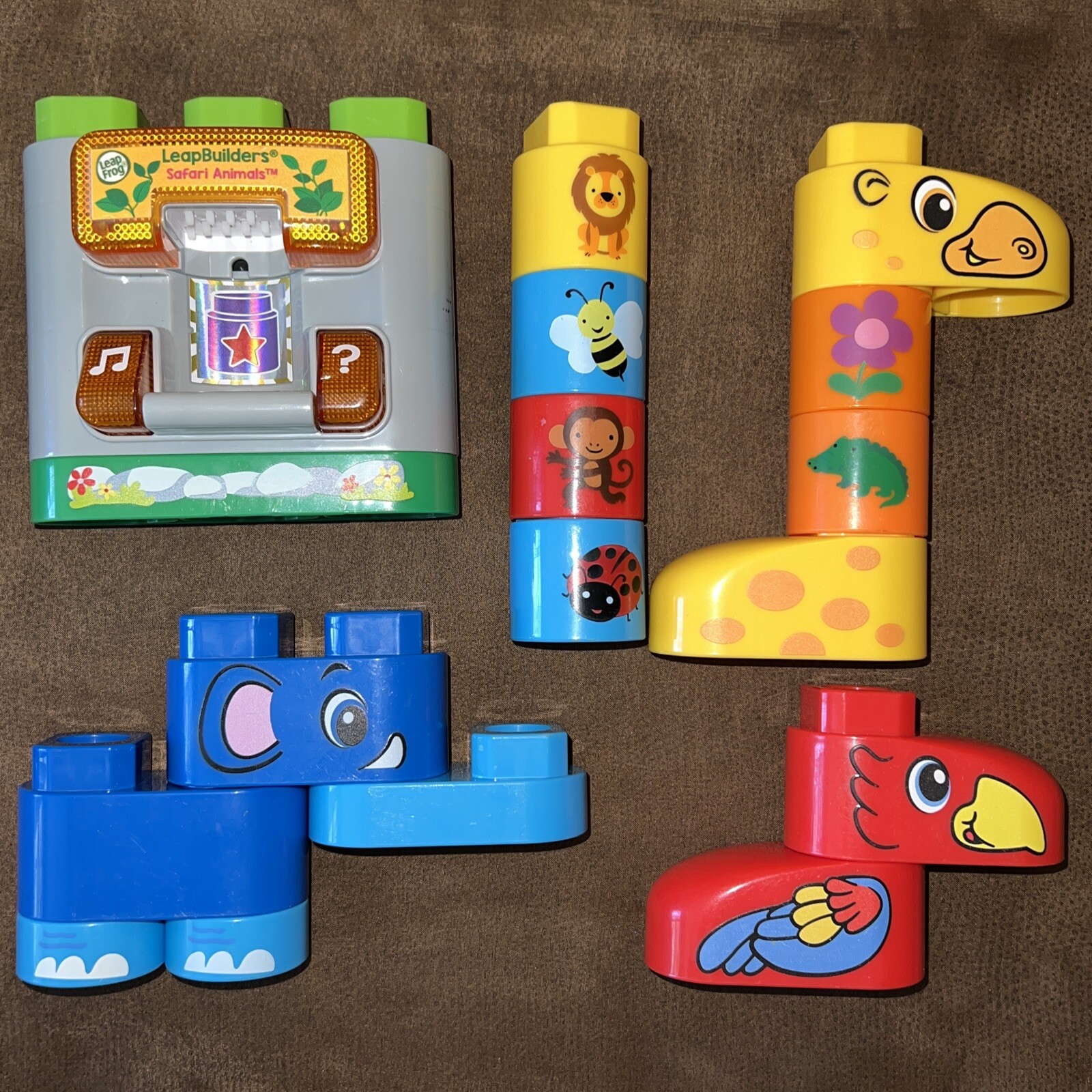 LeapFrog LeapBuilders Safari Animals Interactive Learning 16 pcs Blocks Play Set