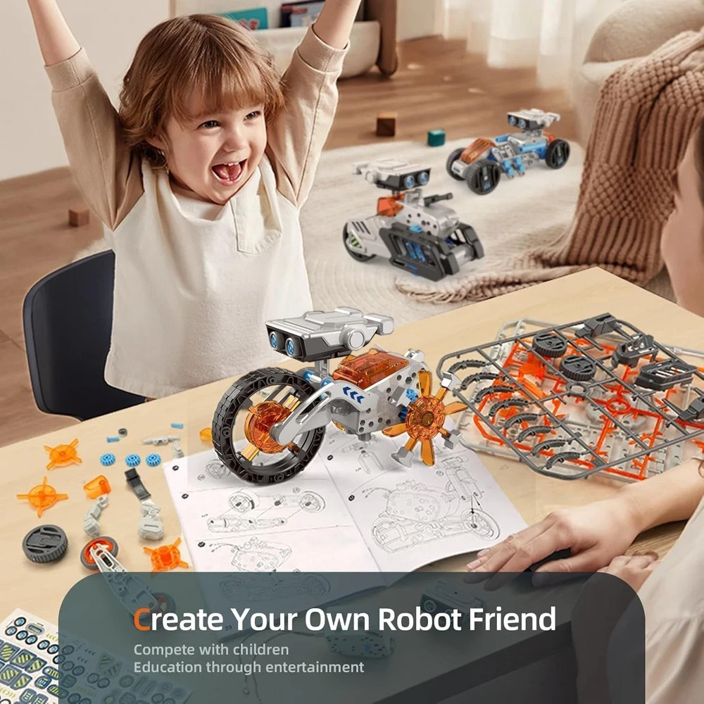 12-in-1 STEM Robot Kit Toys for Kids 8-12 12-16, DIY Robot Building Educational