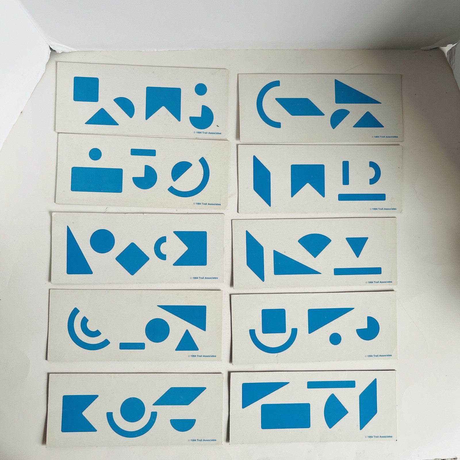 Vintage Troll Associates Tangram Pattern Cards Lot 18 Math 1994 Thin Cardboard