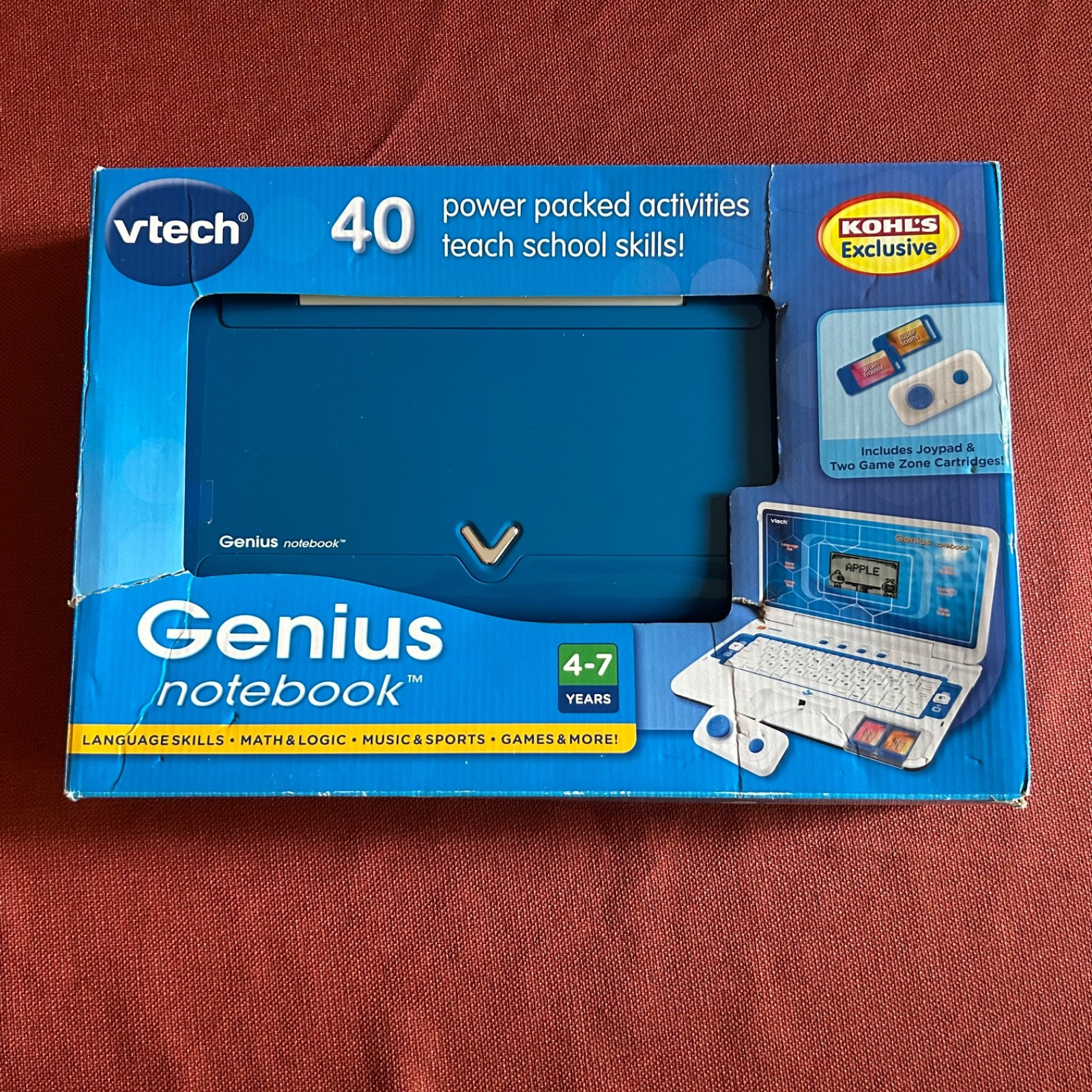 Vtech Genius Notebook Blue Electronic Education Laptop 2 Cartridges, Kohls