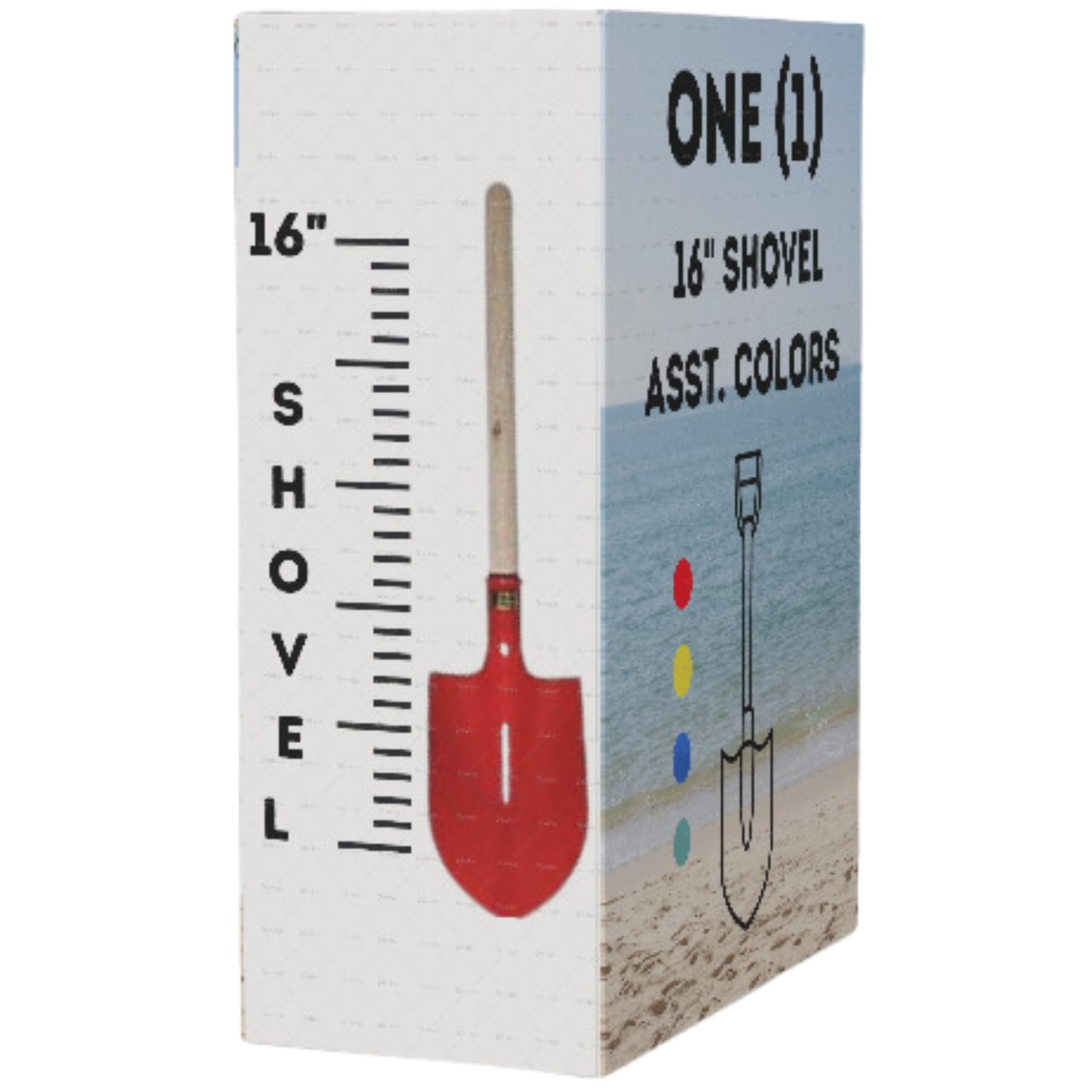 Single 16″ Shovel – with Handle, Assorted Colors –