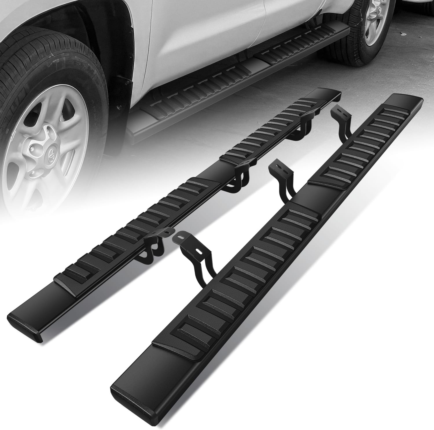 07-21 Toyota Tundra Crew Max Cab Black Aluminum 6.75″ Running Boards Pair 82″