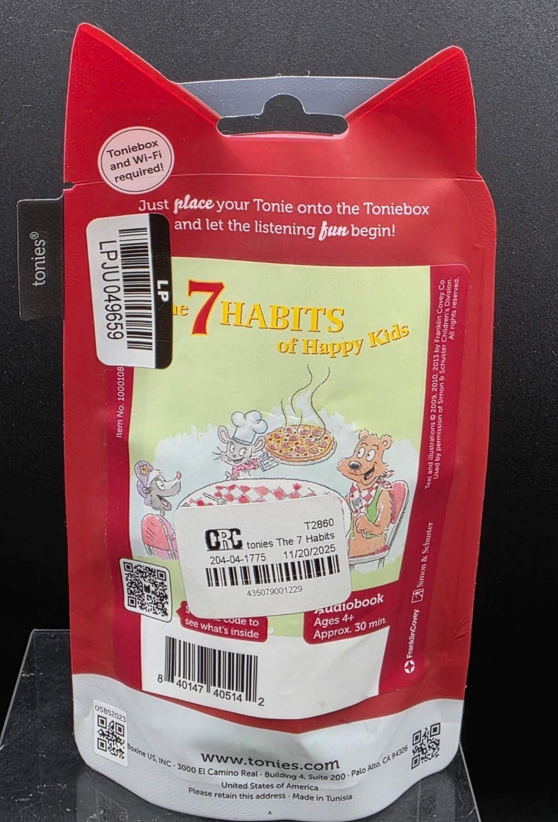 Tonies Audiobook «The 7 Habits Of Happy Kids» Ages 4+ Audio Figure For Toniebox
