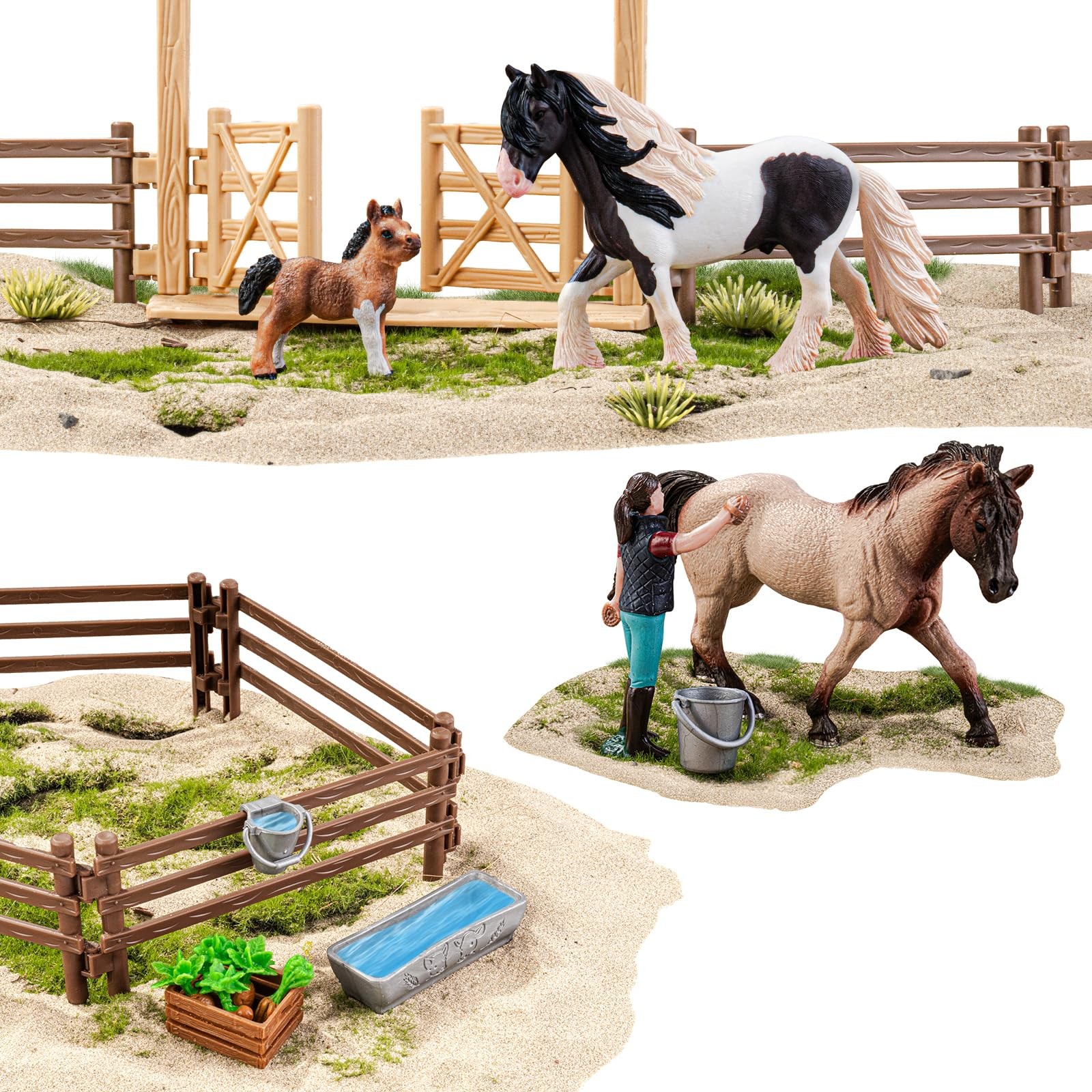 35 PCS Horses Toys Set for Kids, Solid Realistic Horse Stable Playset Barn Toys