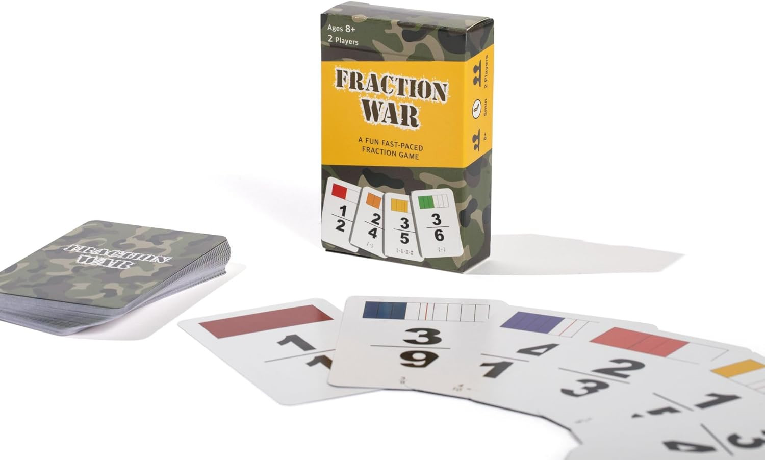 Fraction War Math Game Learn Compare Simplify Fractions 2nd-5th Grade 1 Pack