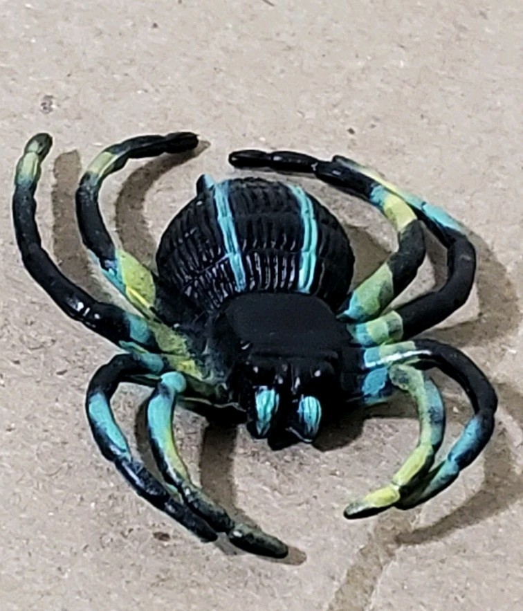 Safari Ltd Spider Figure Black Neon Green Yellow Stripes Hidden Kingdom Toy