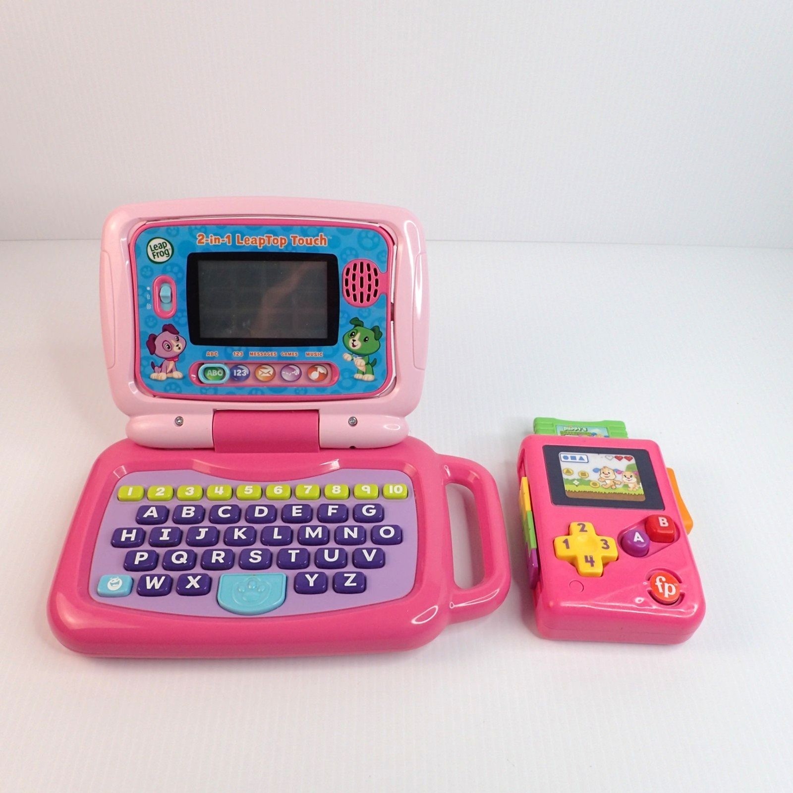 LeapFrog 2 in 1 LeapTop Touch & Laugh & Learn Pink LIL’ GAMER Lot of 2 Toys