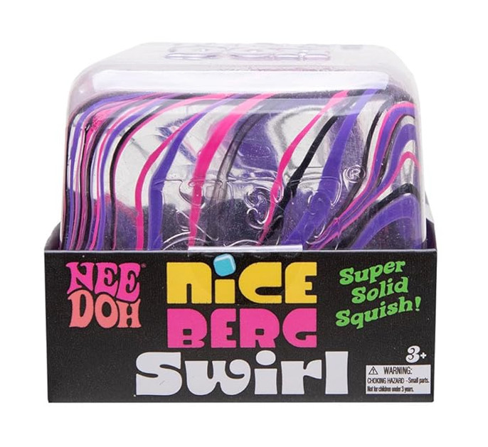 NeeDoh Nice Berg Swirl XL Giant Nee Doh Squishy Swirl Cube Pink Purple Black