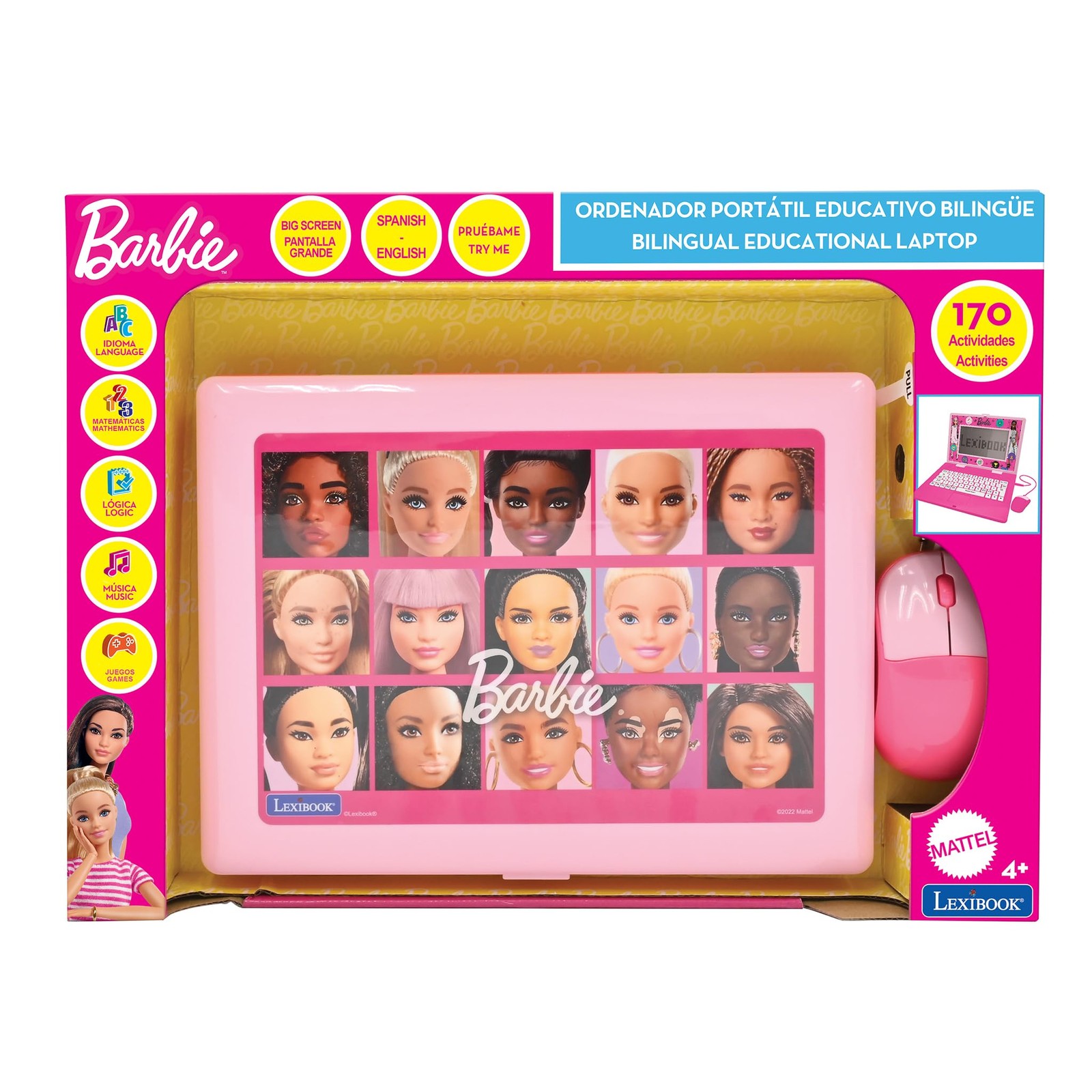 Lexibook, Barbie, Bilingual and Educational 7.1 x 9.5 x 0.1 inches, Pink