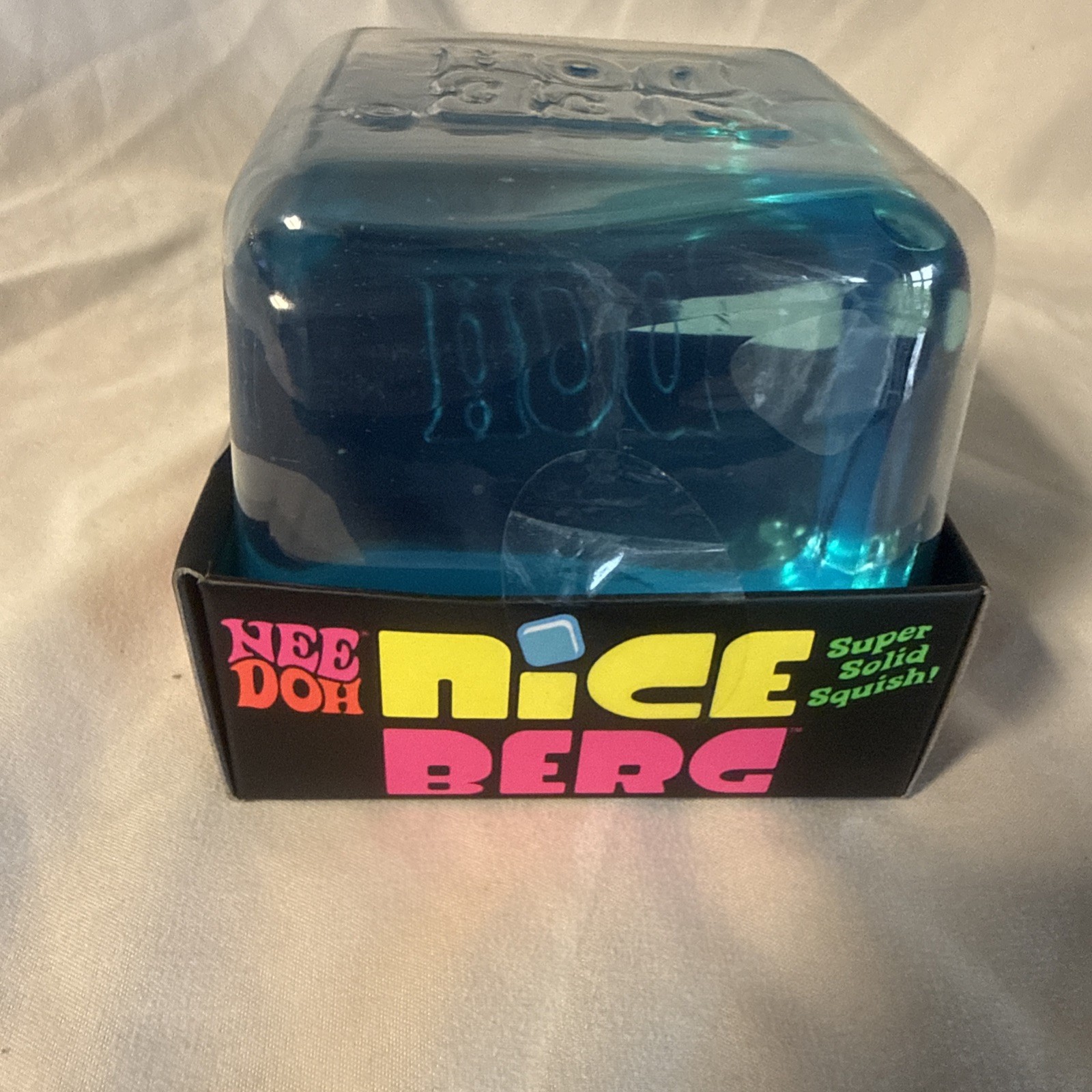 NeeDoh Authentic Schylling Niceberg Blue Big Ice Squish Squeeze Toy XL Cube.