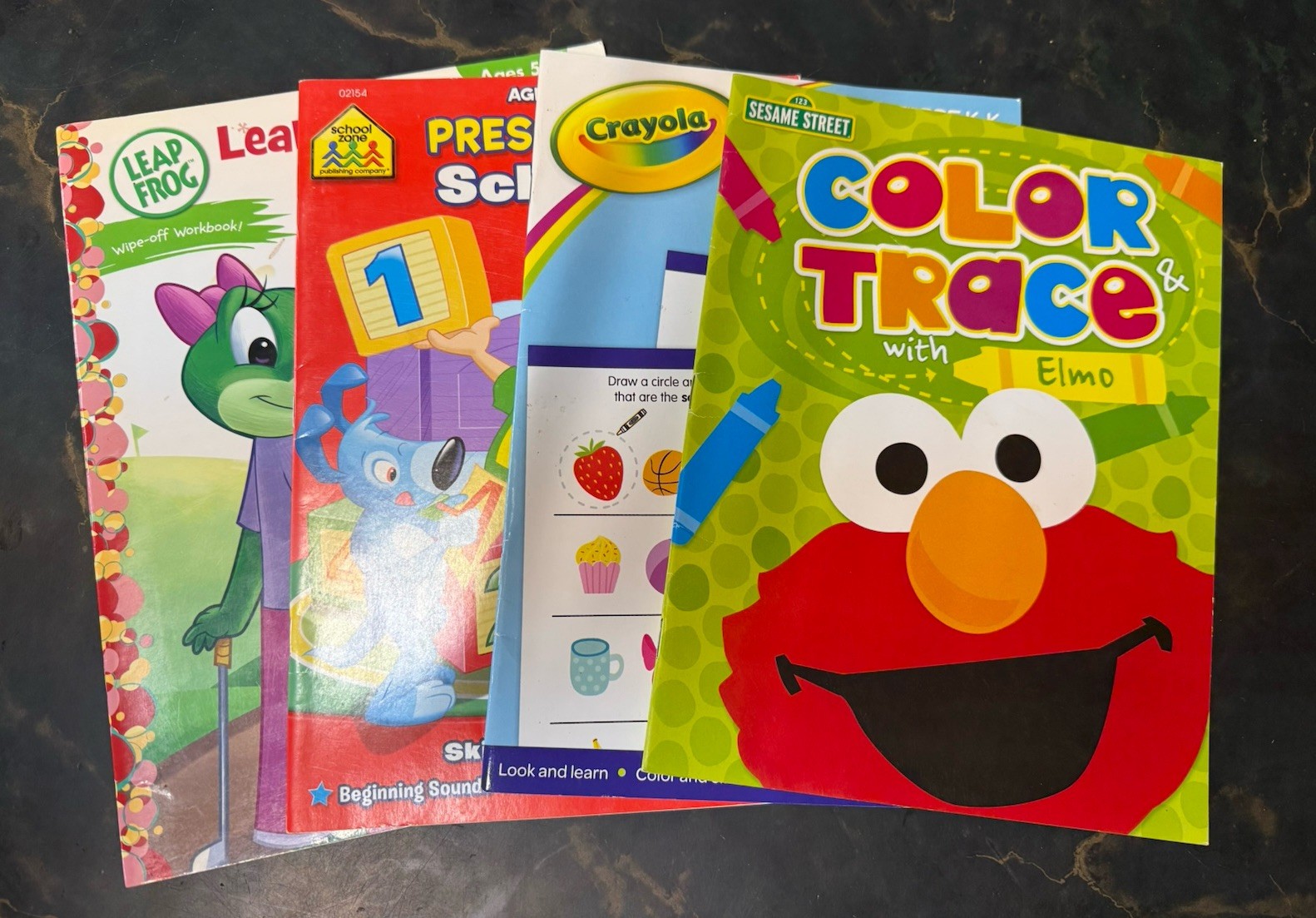 Lot Of 4 Preschool Workbooks (Color, Trace, Same/Diff., ABC’s, Numbers , Time)