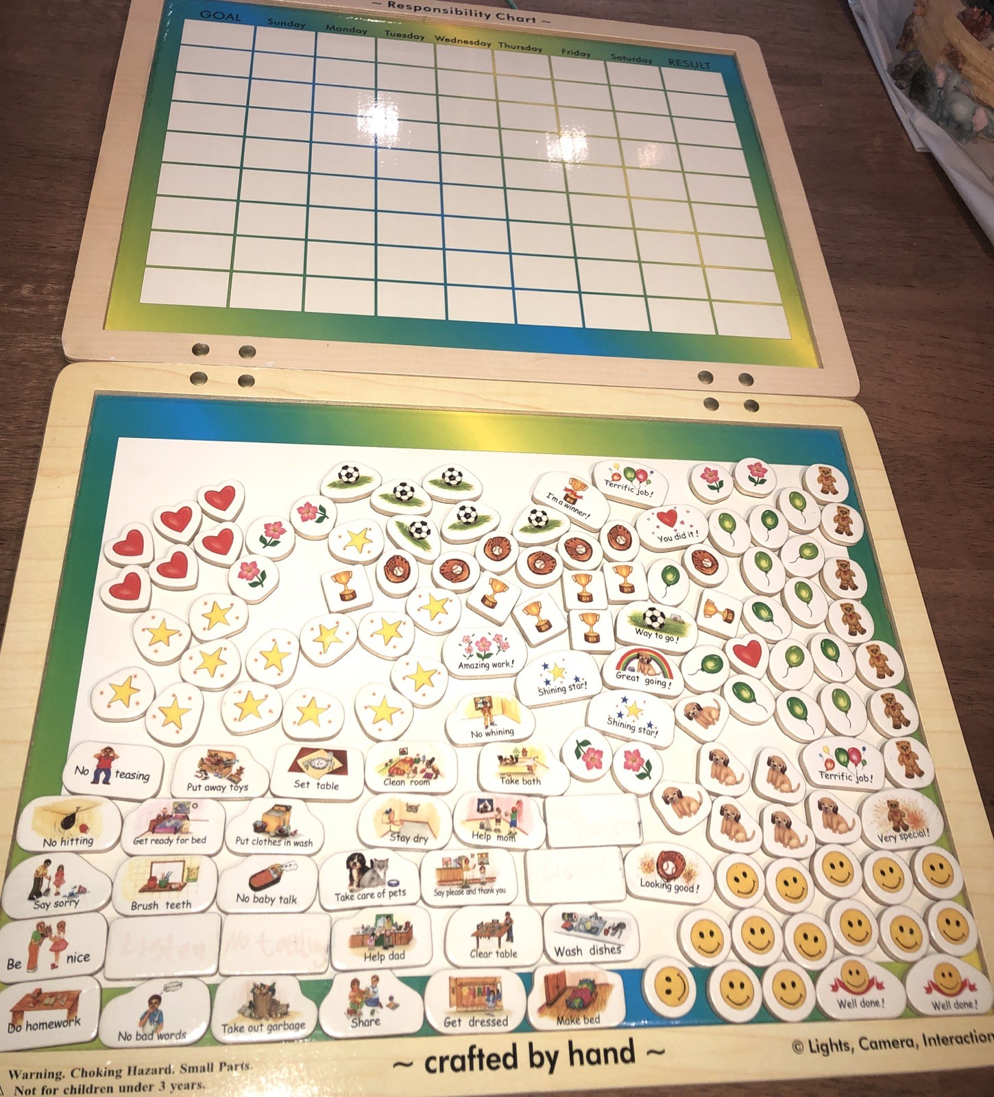 Melissa & Doug~My Responsibility Large Wall Chart~ Wood Magnetic Whiteboard
