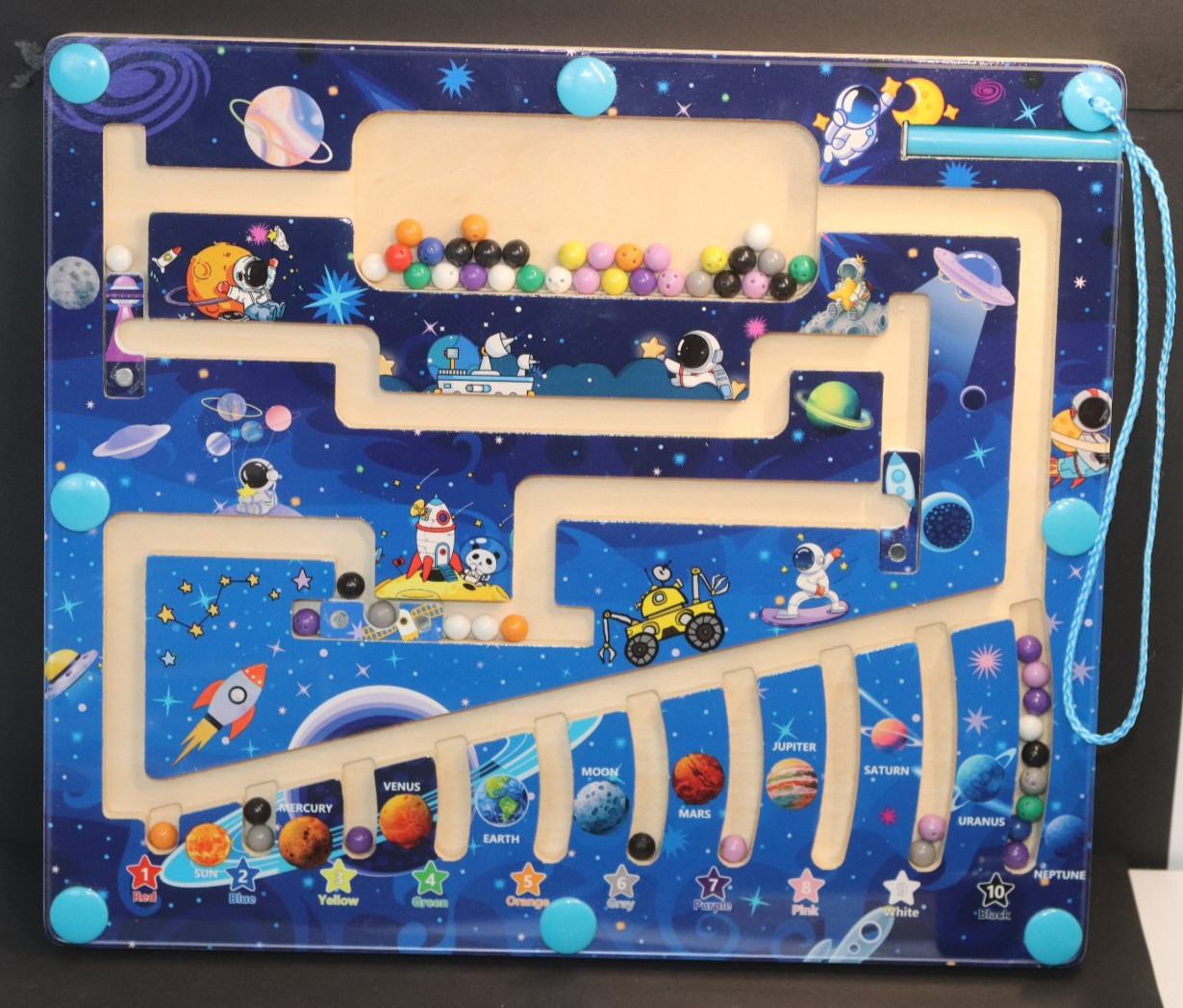Montessori Magnetic Outer Space Maze, Fun Learning-Color/Numbers for 3-5