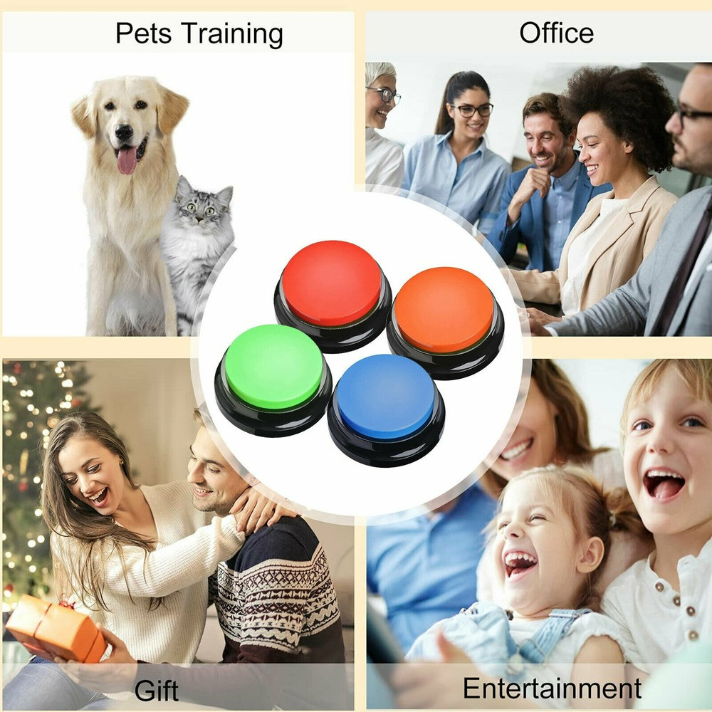 11Pcs Voice Recording Sound Button Recordable Talking Answer Buzzers Pet Dog Toy