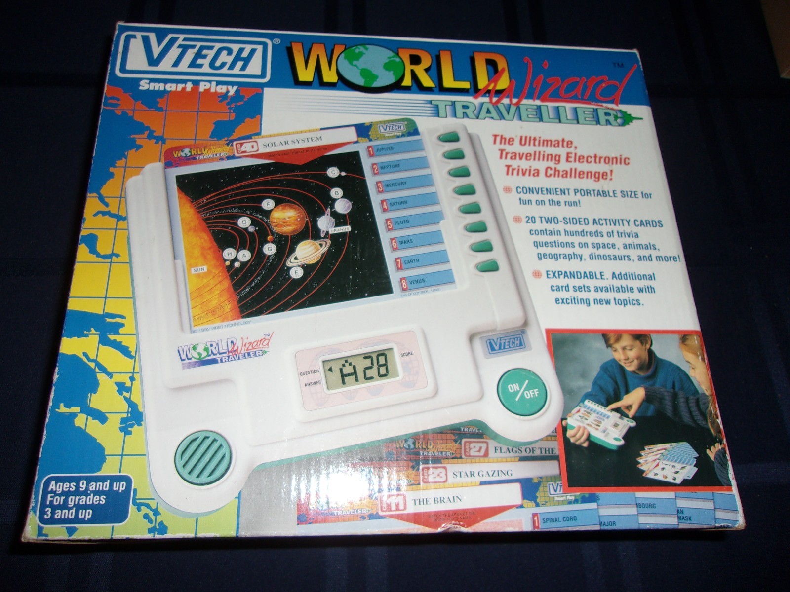 New Vintage V-Tech Wizard World Traveller Electronic Learning Game Quiz Science