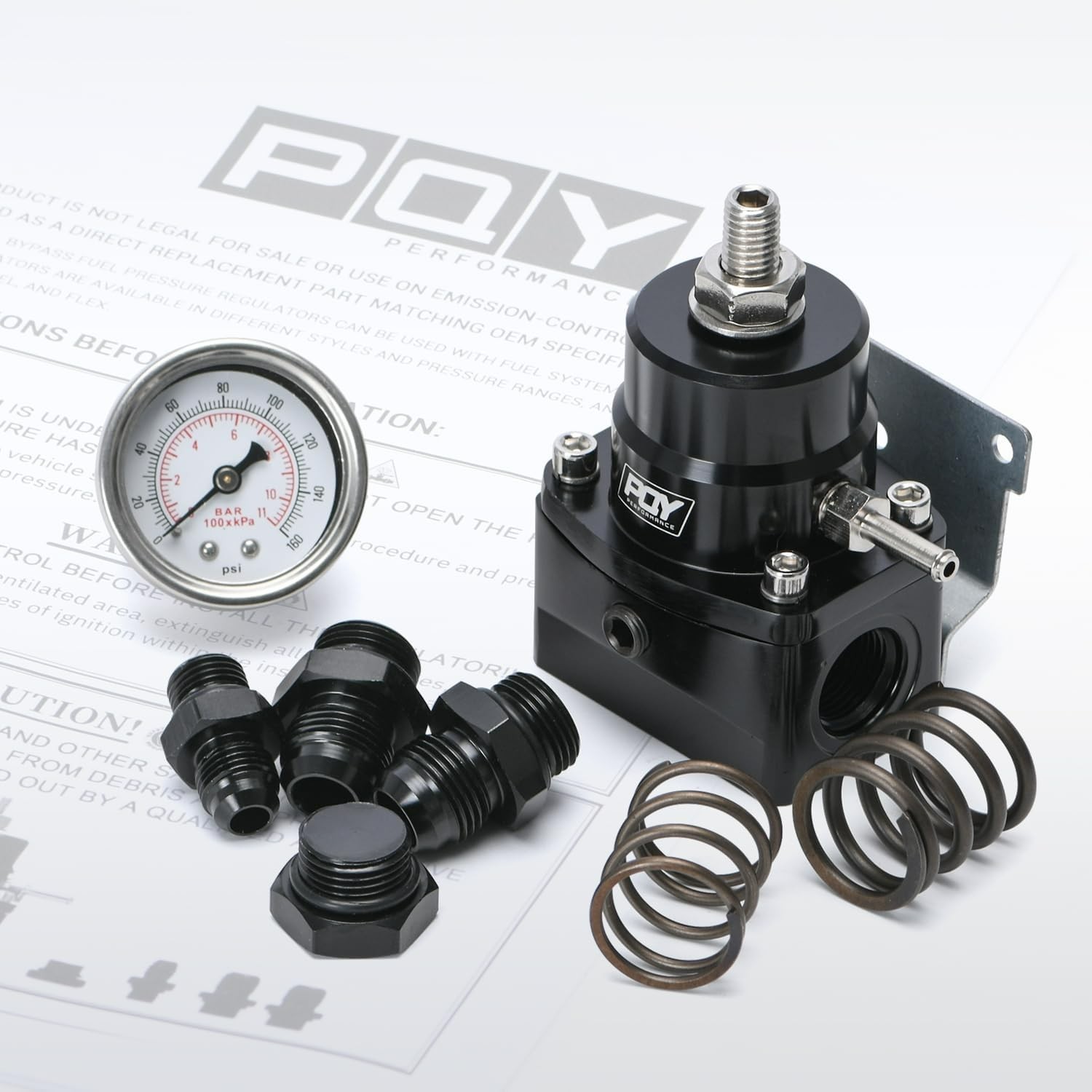 Adjustable Fuel Pressure Regulator Kit 3-70PSI with AN8 Feed Port and AN6 Ret…