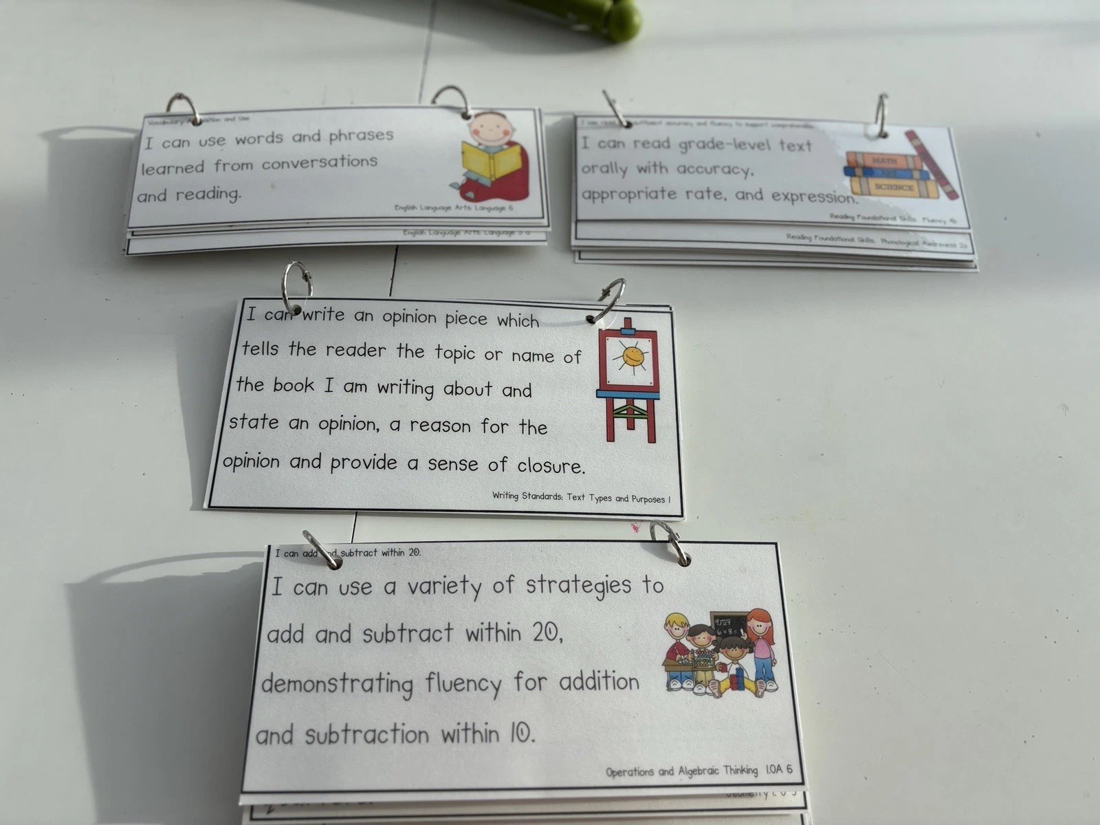 Lot First Grade Common Core Standards I Can Statements Flip Rings Classroom Set