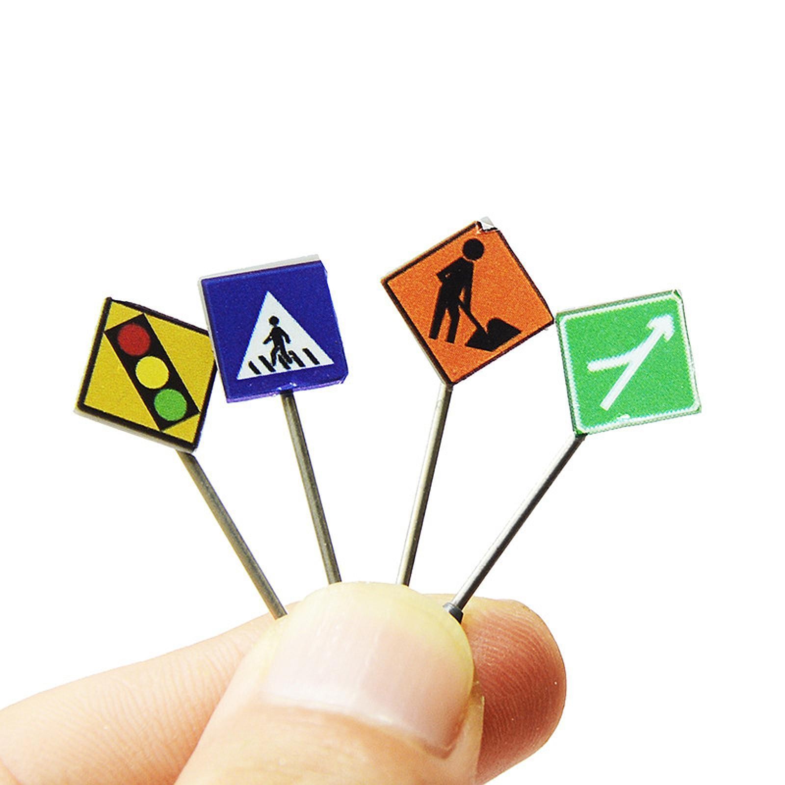 14 Pieces Mini Traffic Signs Toys for Boys Girls Playset