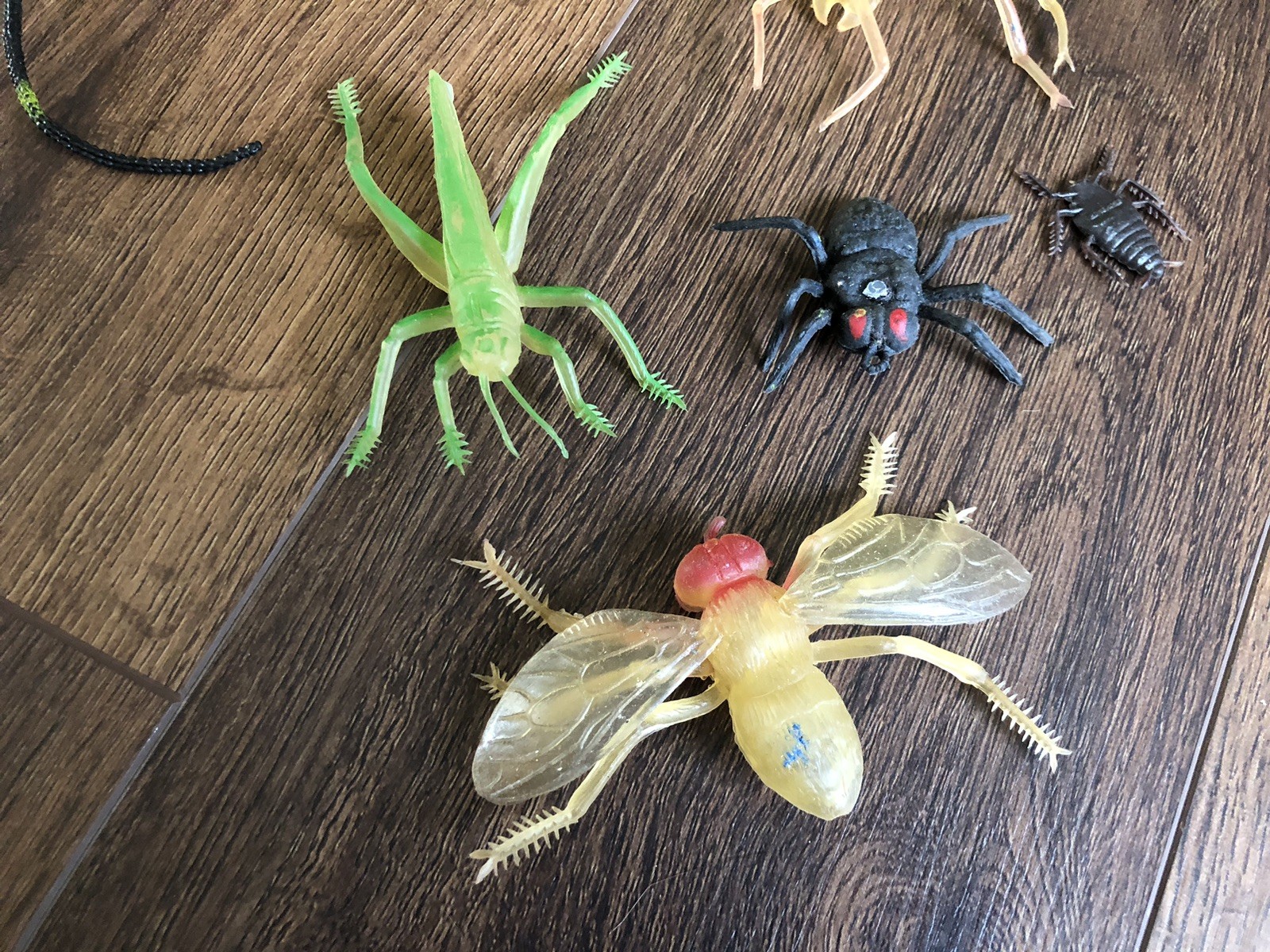 Vintage 90s Rubber Toy Figures Bug Spider, Fly, Snake Insects Lot Hong Kong