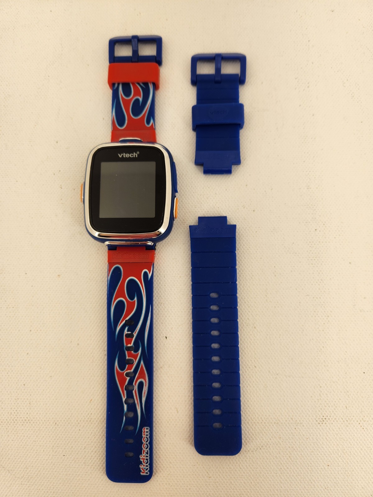 VTECH 1716 Kidizoom Smart Watch With Camera. Fire Red Blue Wristband + Extra