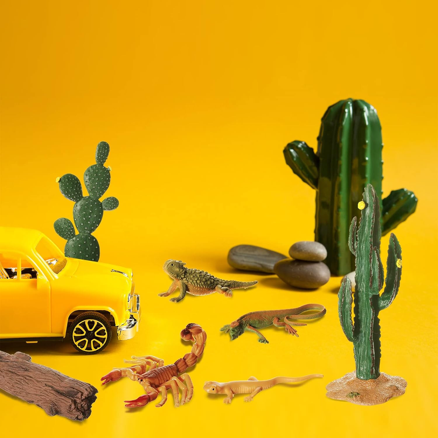 26 Pcs Desert Animals Figures Diorama Kit, Reptiles Toys Lizard Snake Cactus …