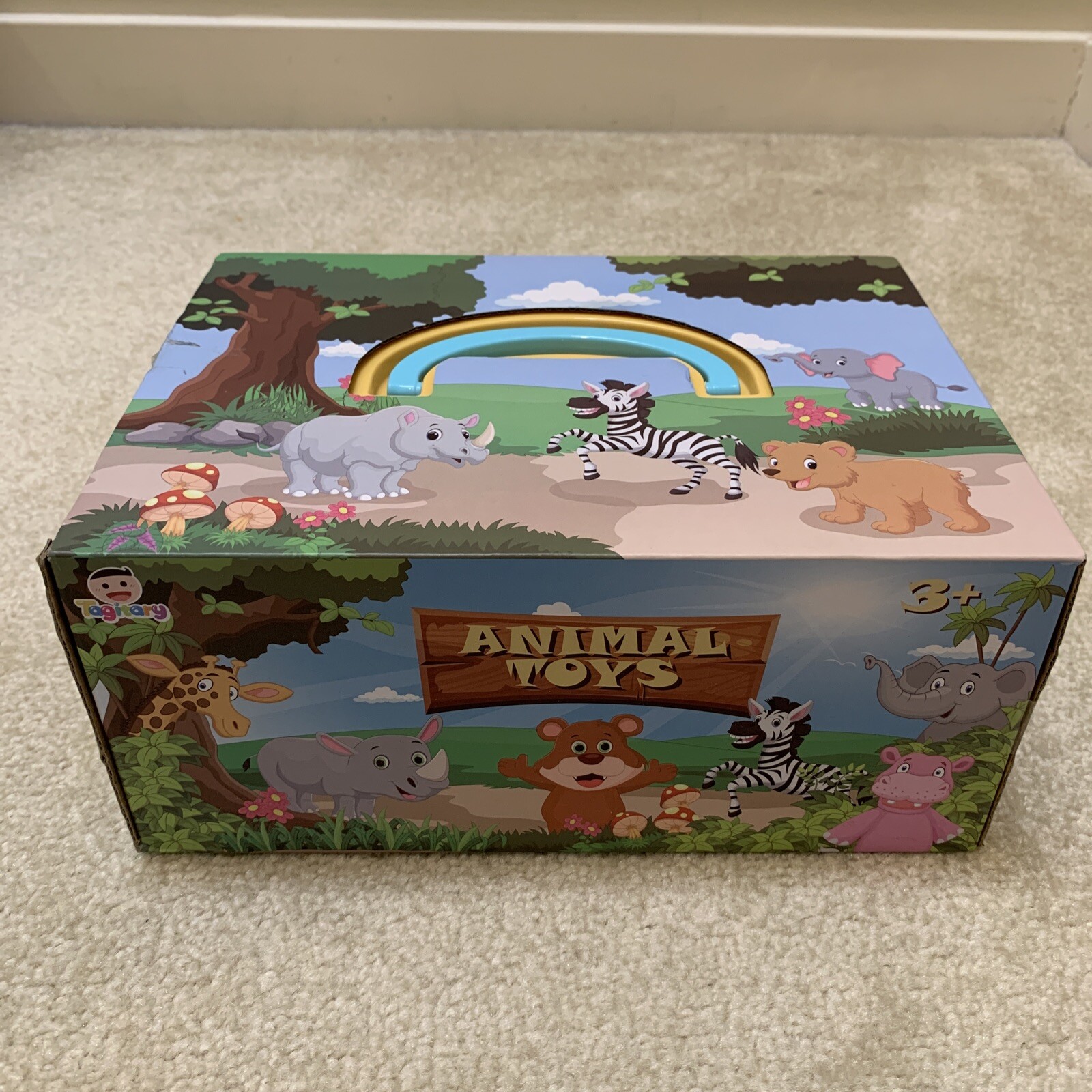 Animal Toy Figures Set Jungle Safari Theme Playmat Boxed Elephants Zebra Giraffe